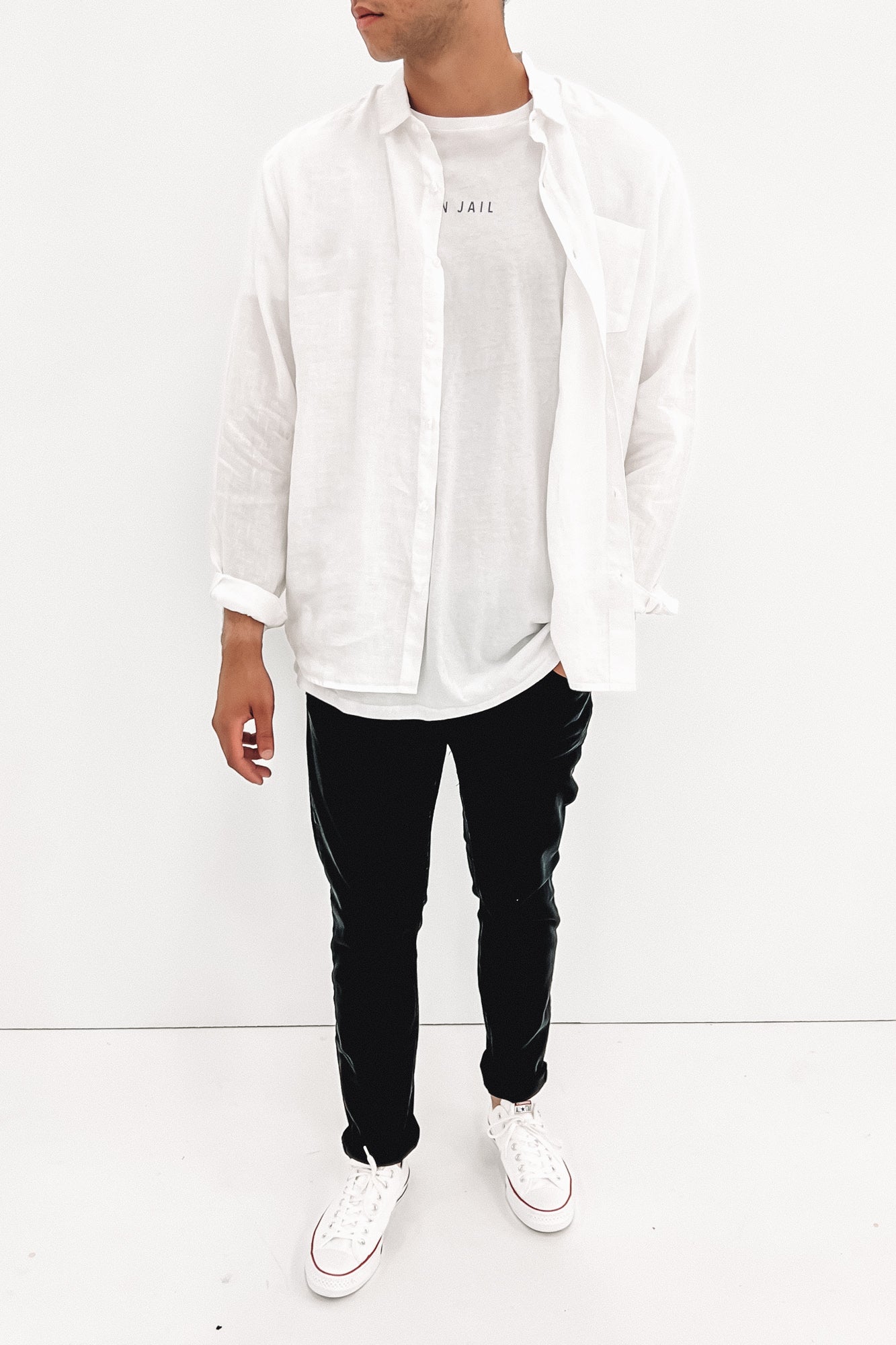 Linen Long Sleeve Shirt White