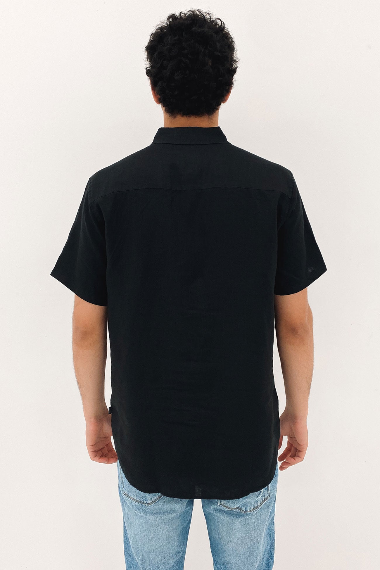 Linen Short Sleeve Shirt Black