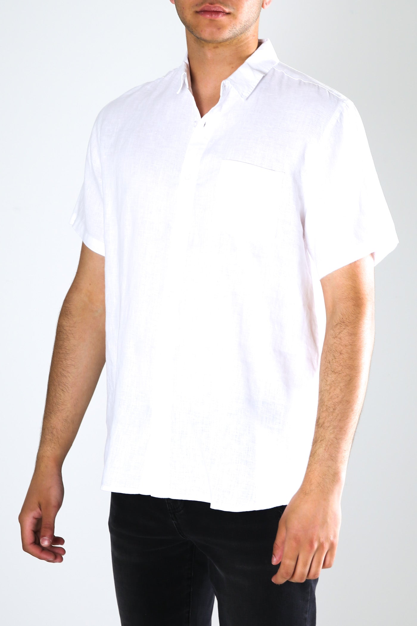 Linen Short Sleeve Shirt White