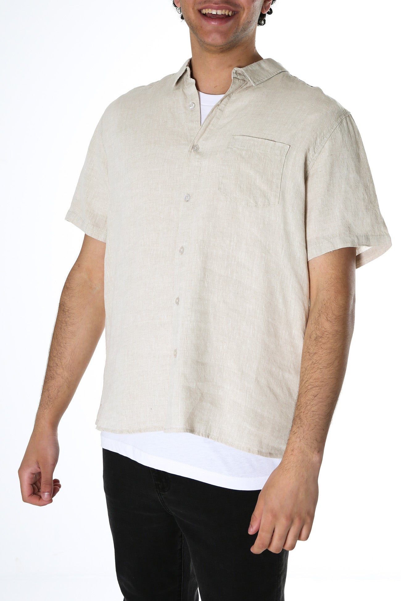 Linen Short Sleeve Shirt Natural