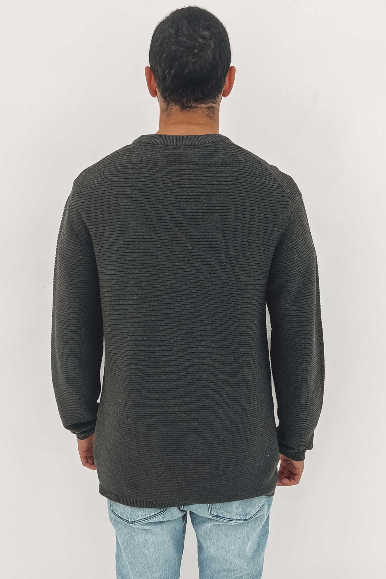 Lines Knit Crew Charcoal