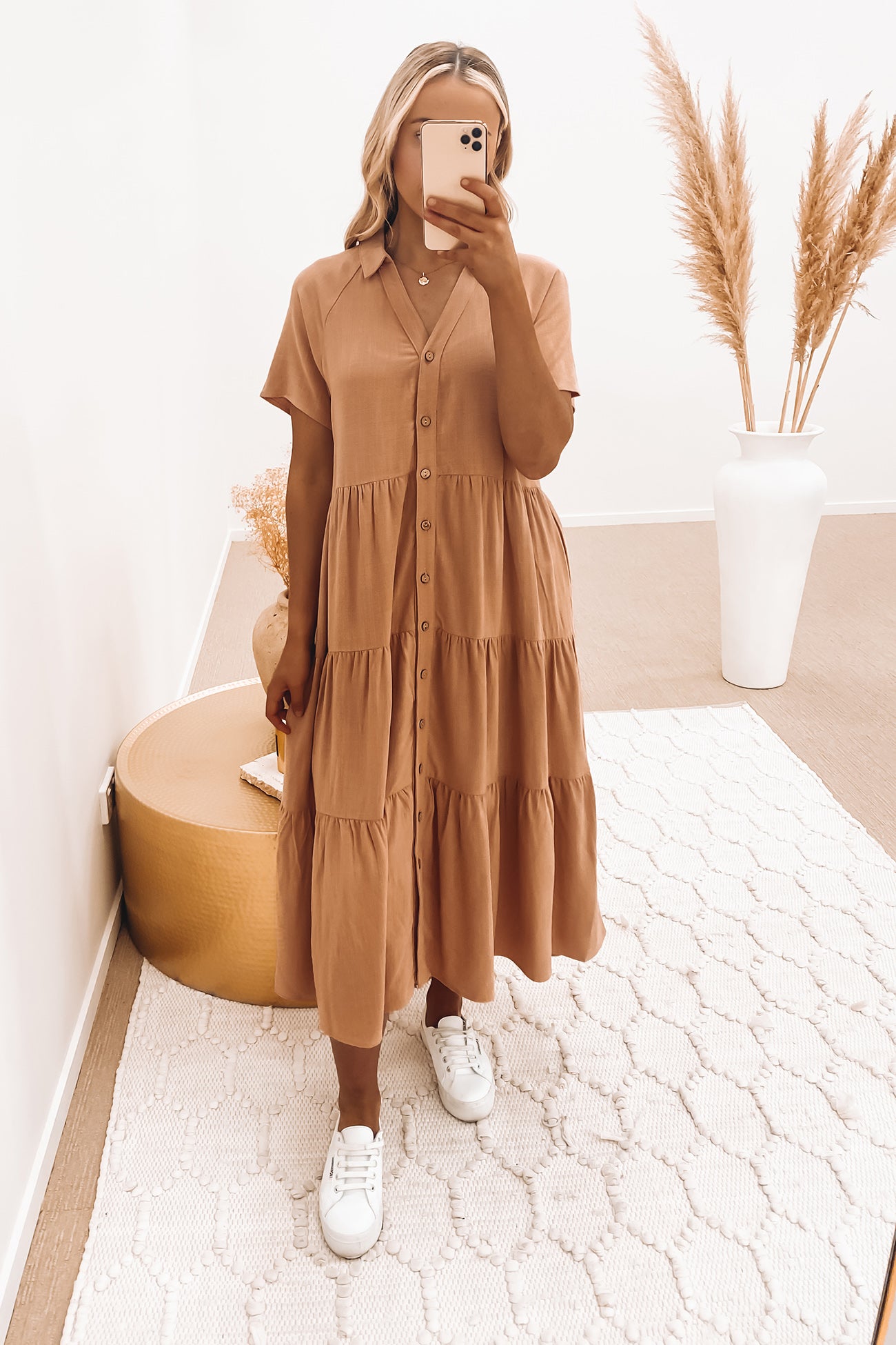 Little Paradise Midi Dress Tan