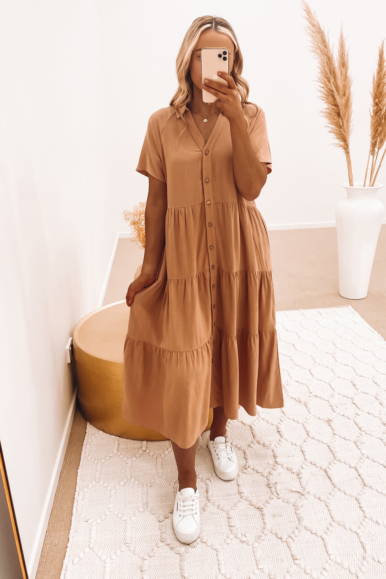 Little Paradise Midi Dress Tan