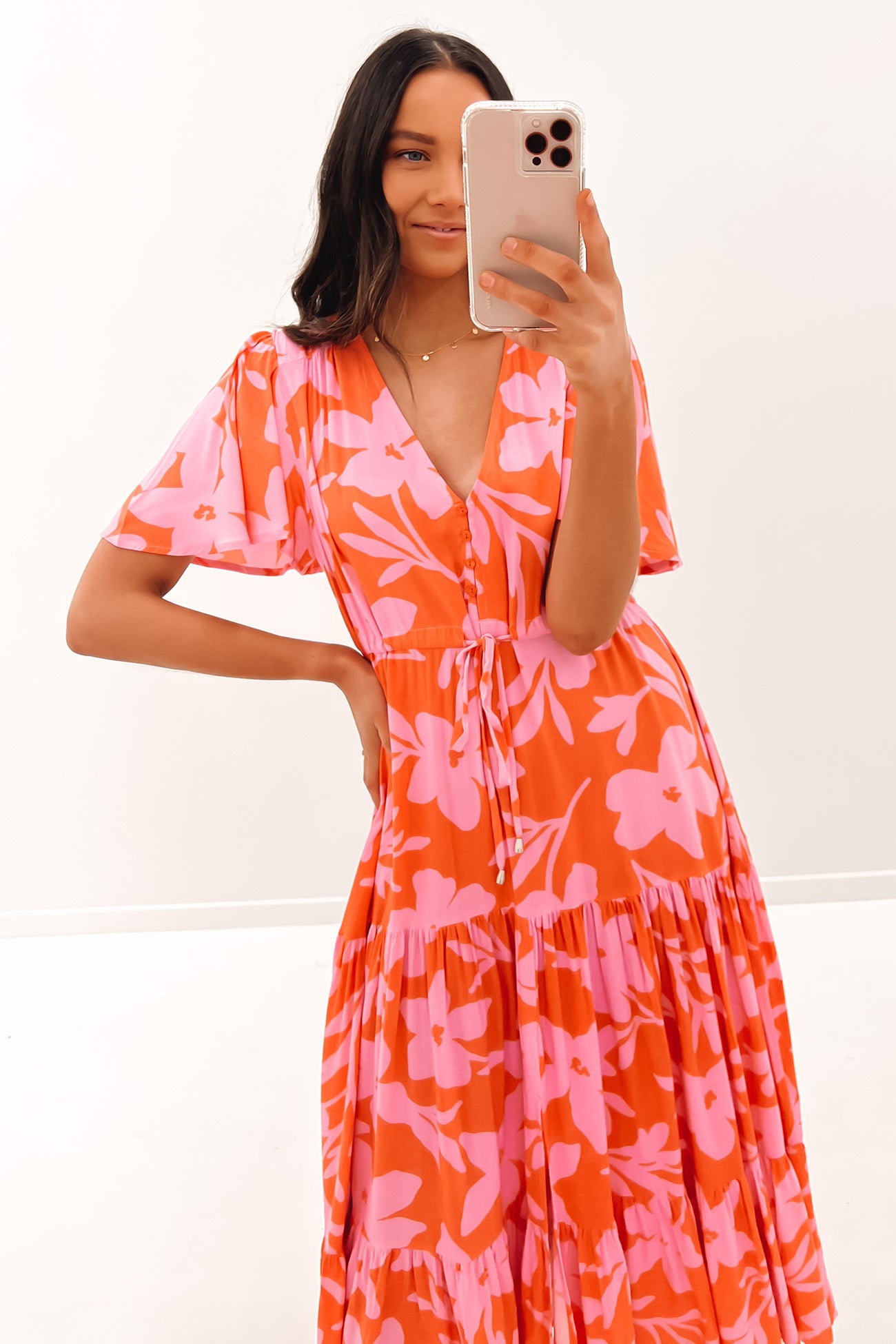 Livia Maxi Dress Orange Pink