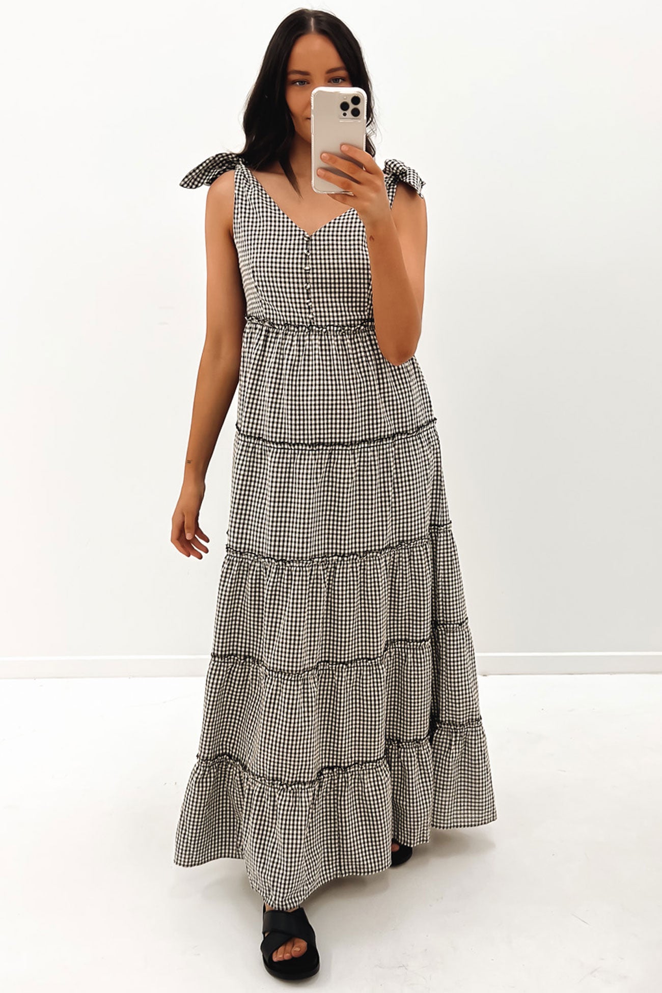 Liz Maxi Dress Black Check