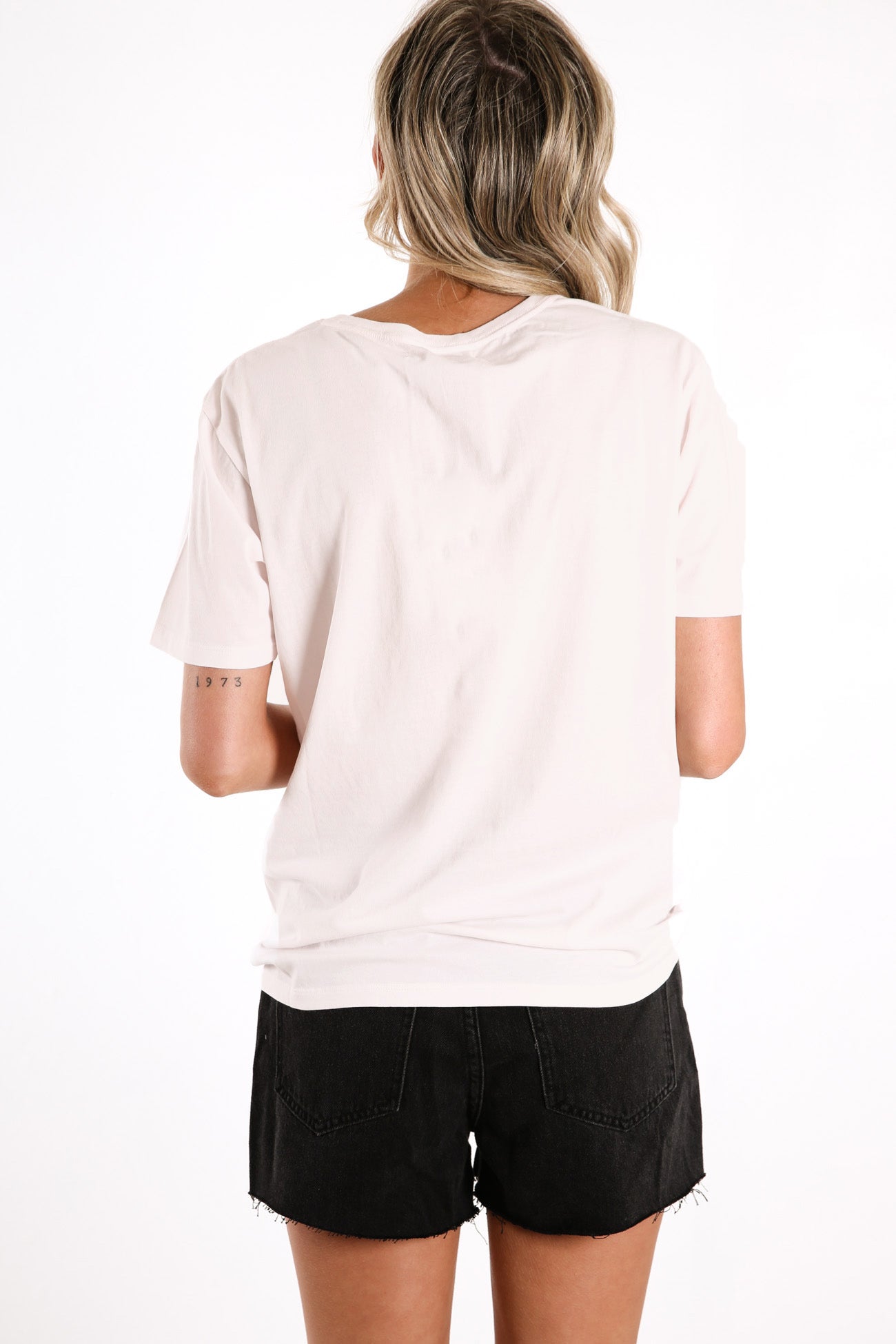 Logo Cotton Crew Tee Pink Dew White