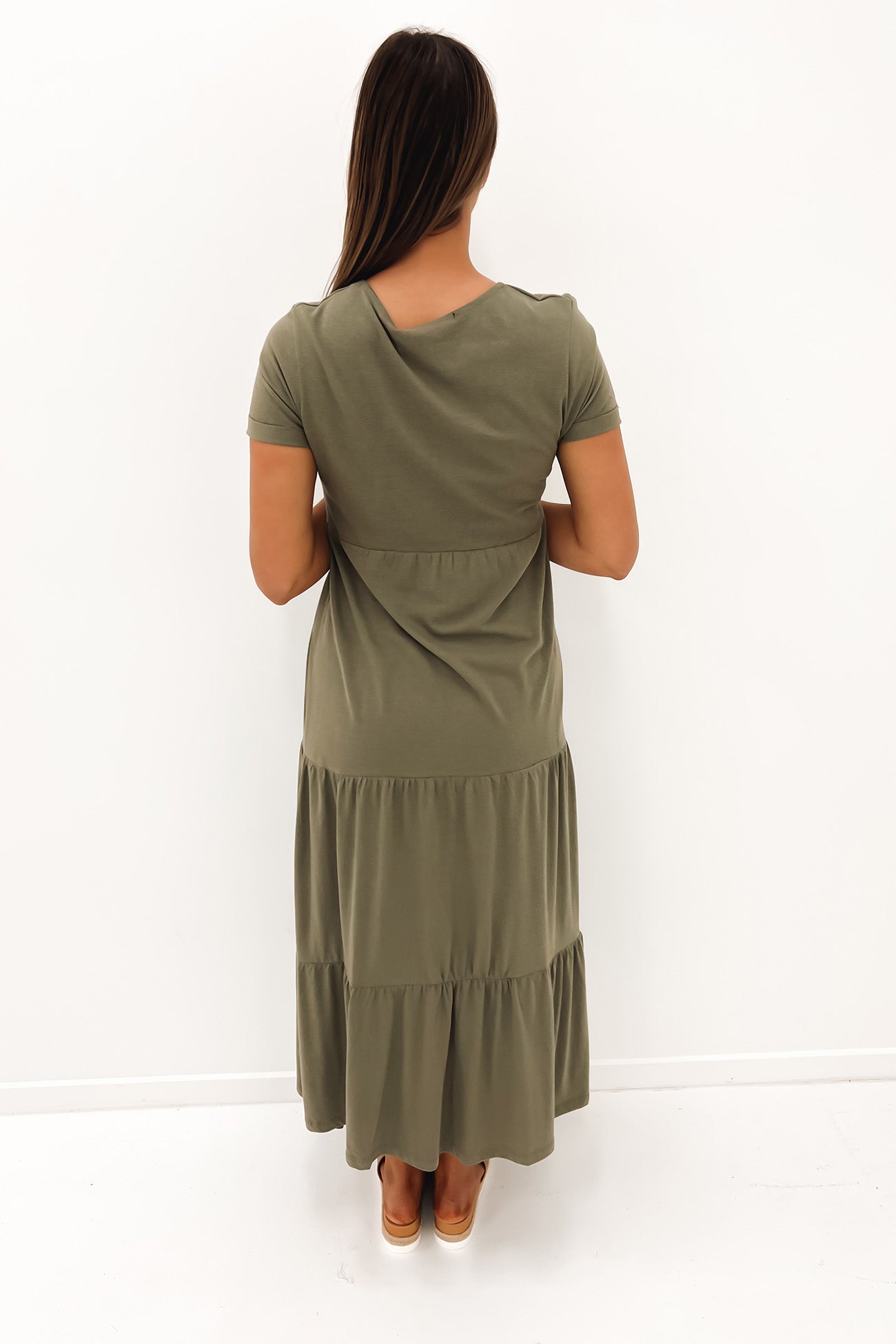 Lola Tiered Dress Khaki