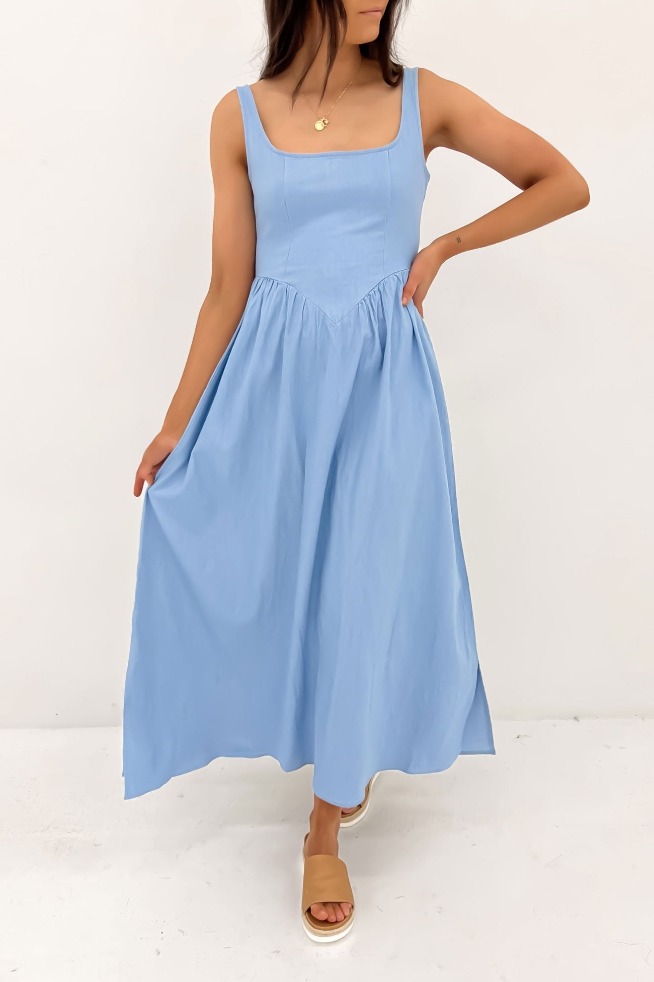 Loren Denim Midi Dress Blue