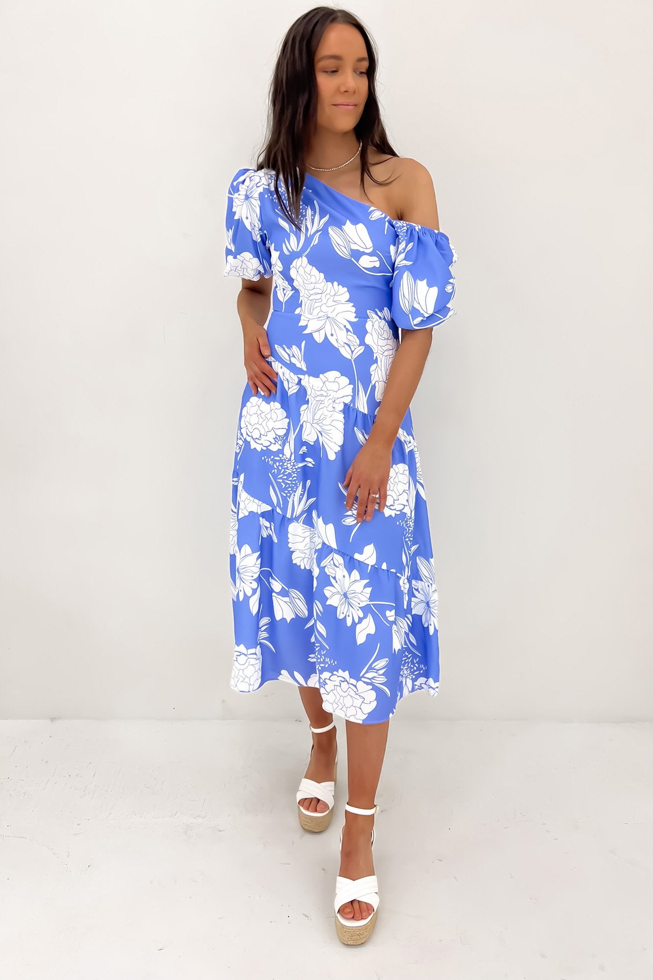 Luisa Midi Dress Blue White