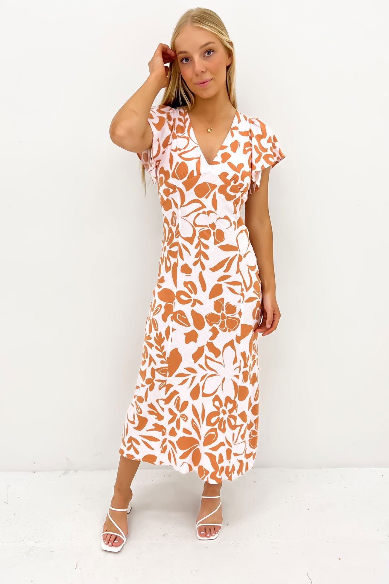 Lulu Midi Dress Pink Rust