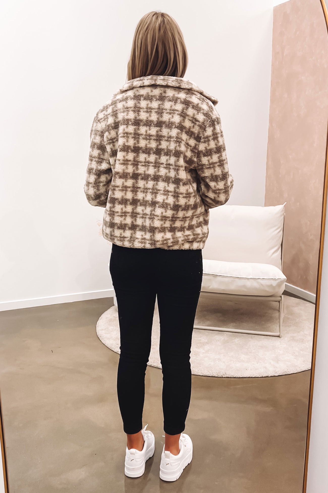 Lyla Teddy Jacket Mocha Check