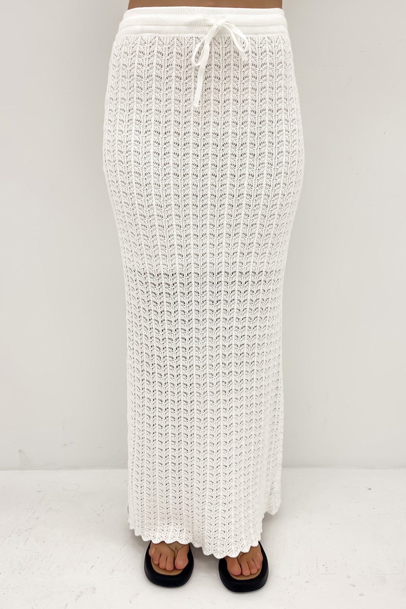 Mabel Crochet Maxi Skirt White