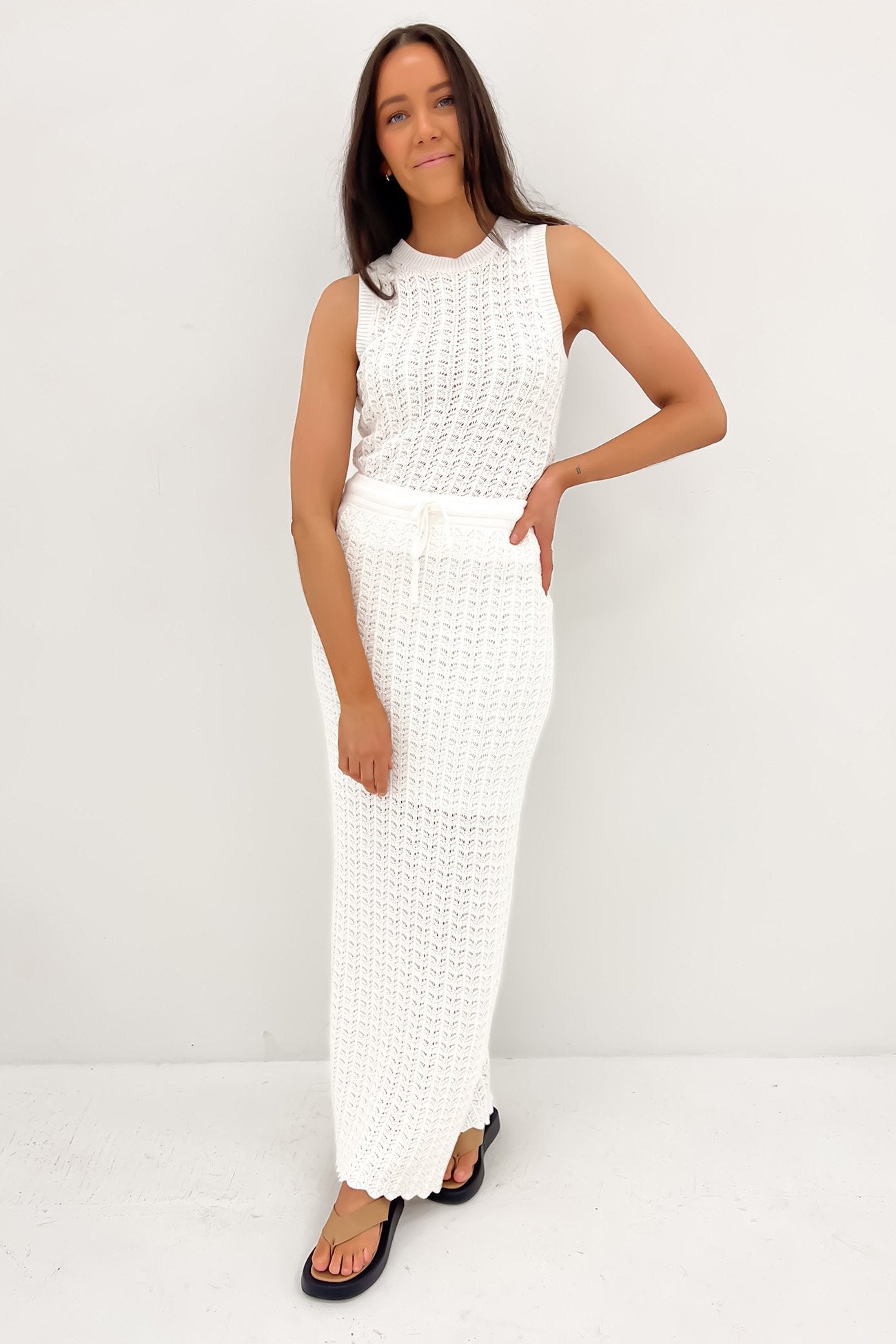 Mabel Crochet Maxi Skirt White