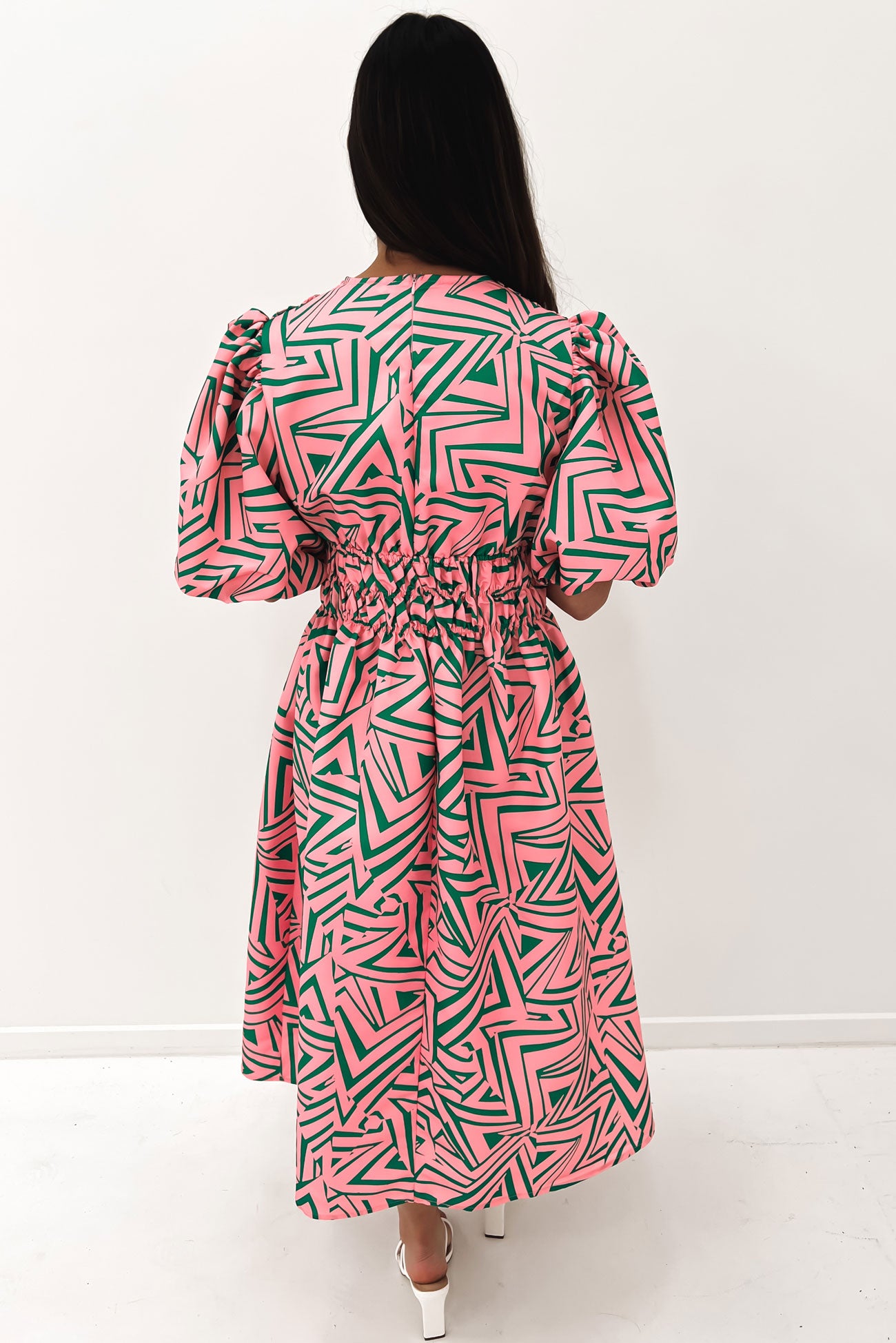 Madison Midi Dress Pink Green