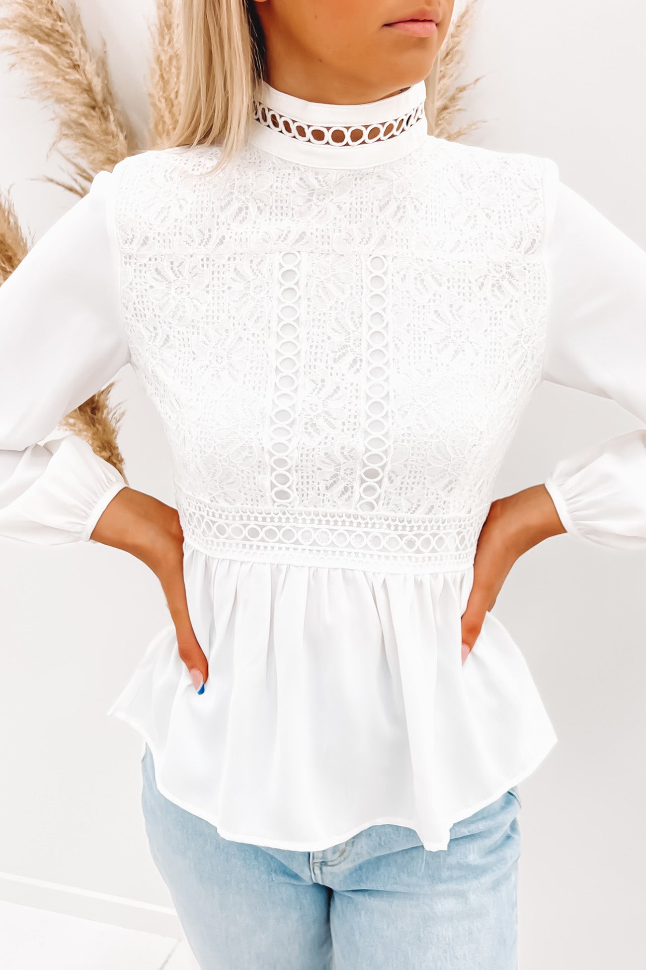 Maisie Peplum Top White