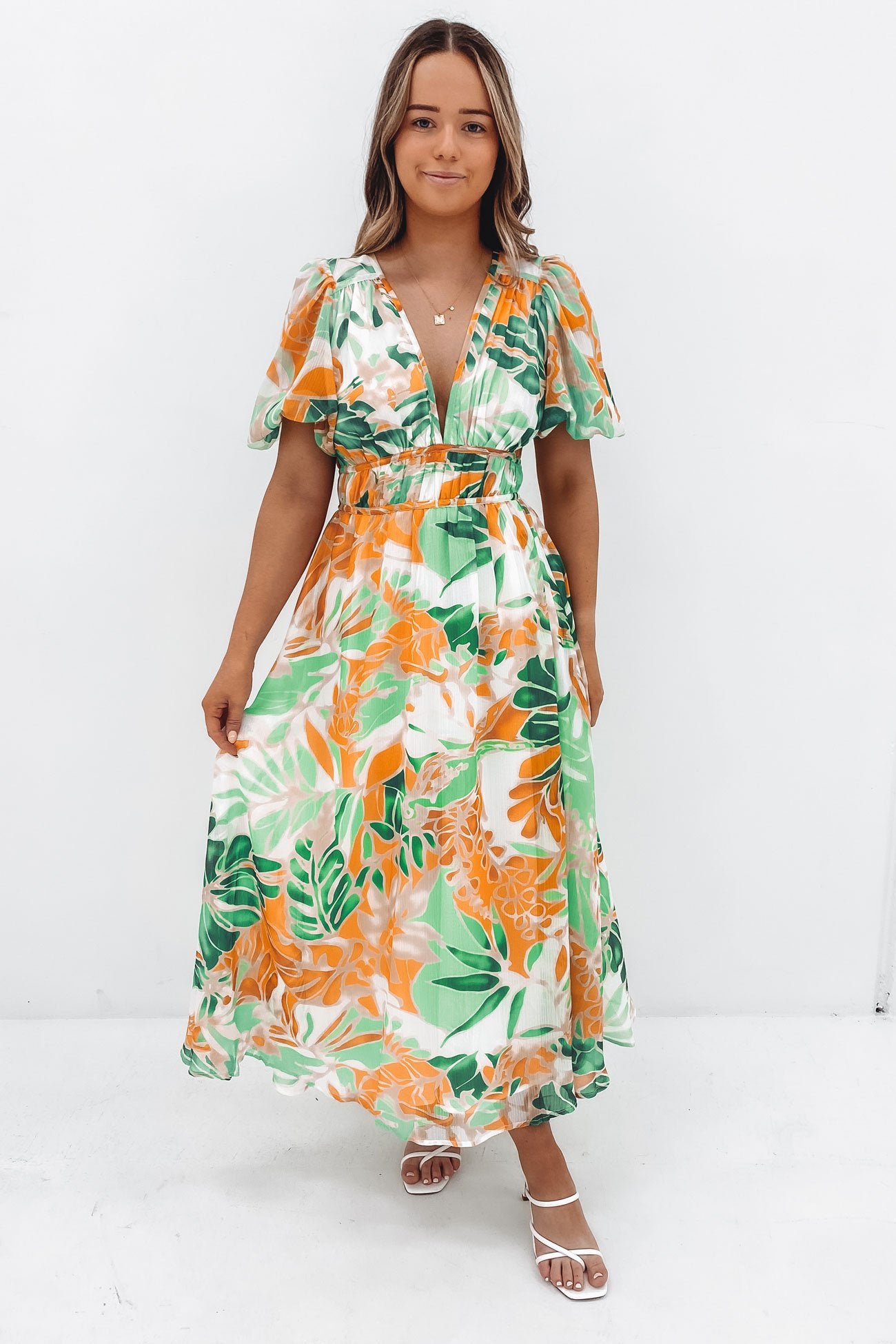 Marcus Midi Dress Green Miami Floral