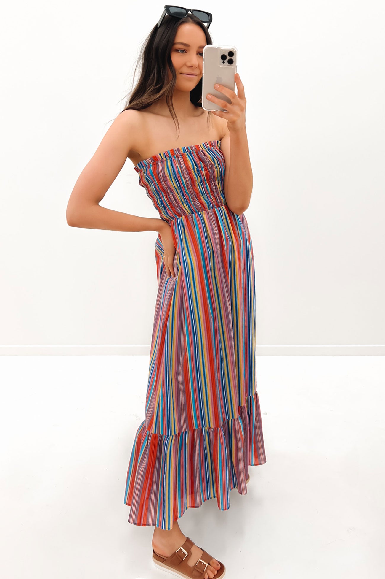 Mariana Midi Dress Multi Stripe