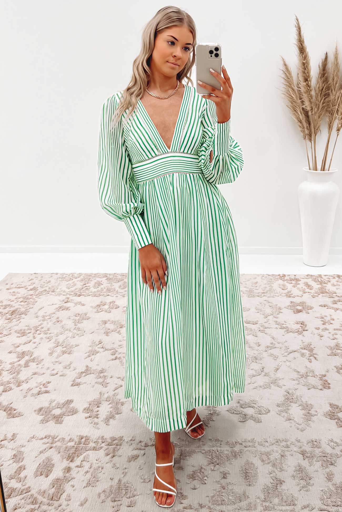 Marika Maxi Dress Green Stripe