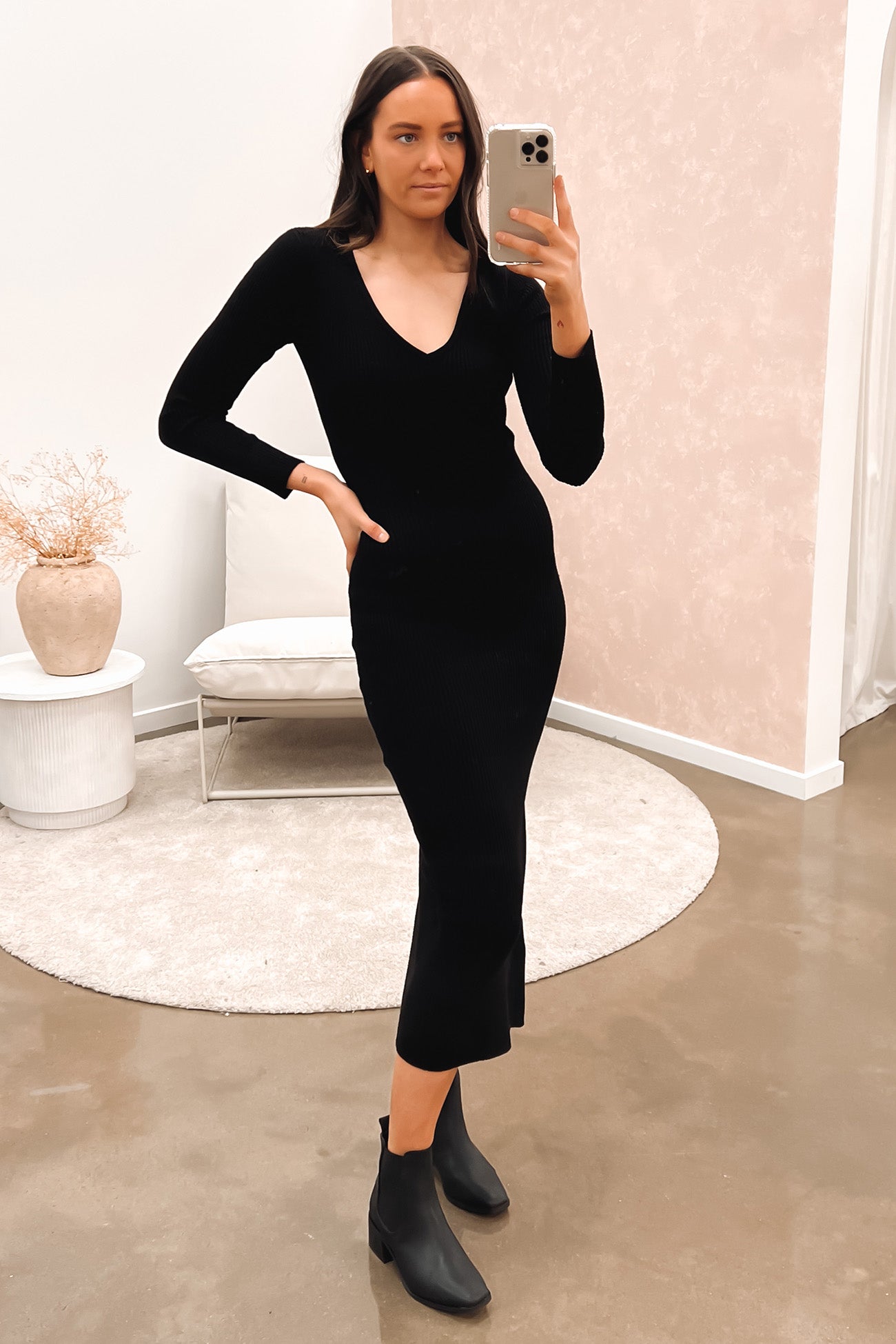 Marle Knit Dress Black