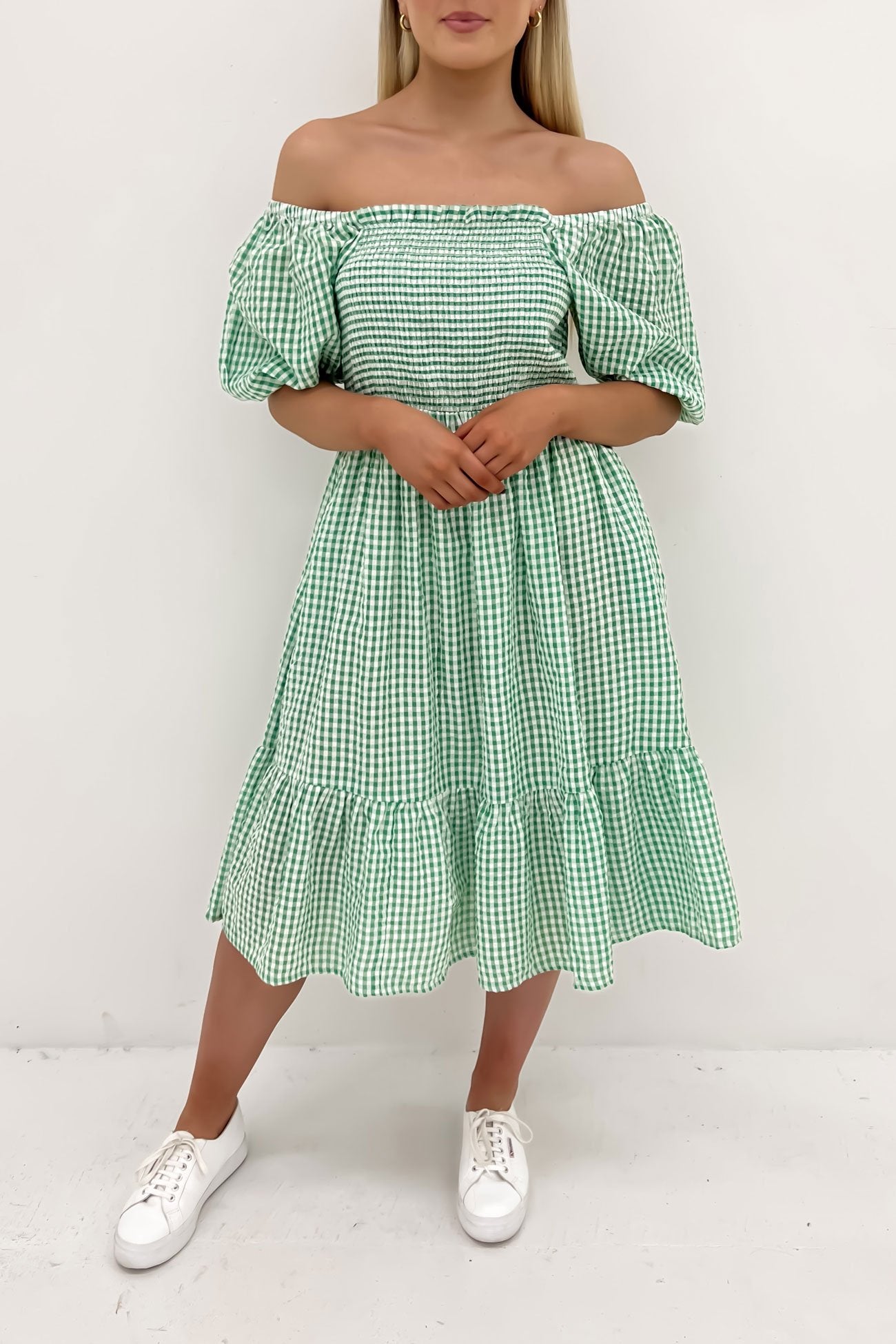 Marlee Midi Dress Green Gingham