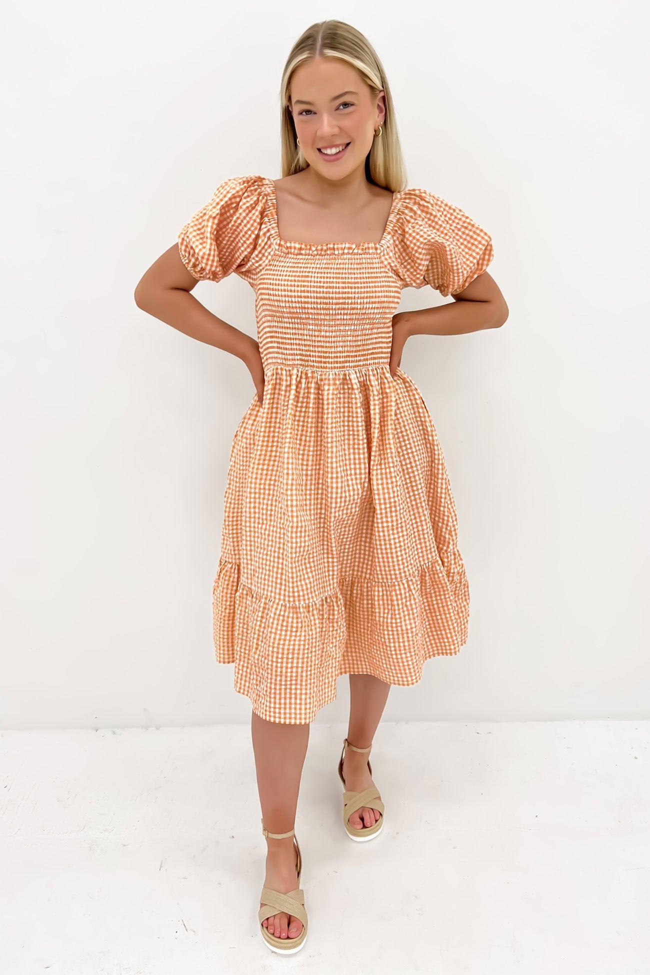 Marlee Midi Dress Mango Gingham