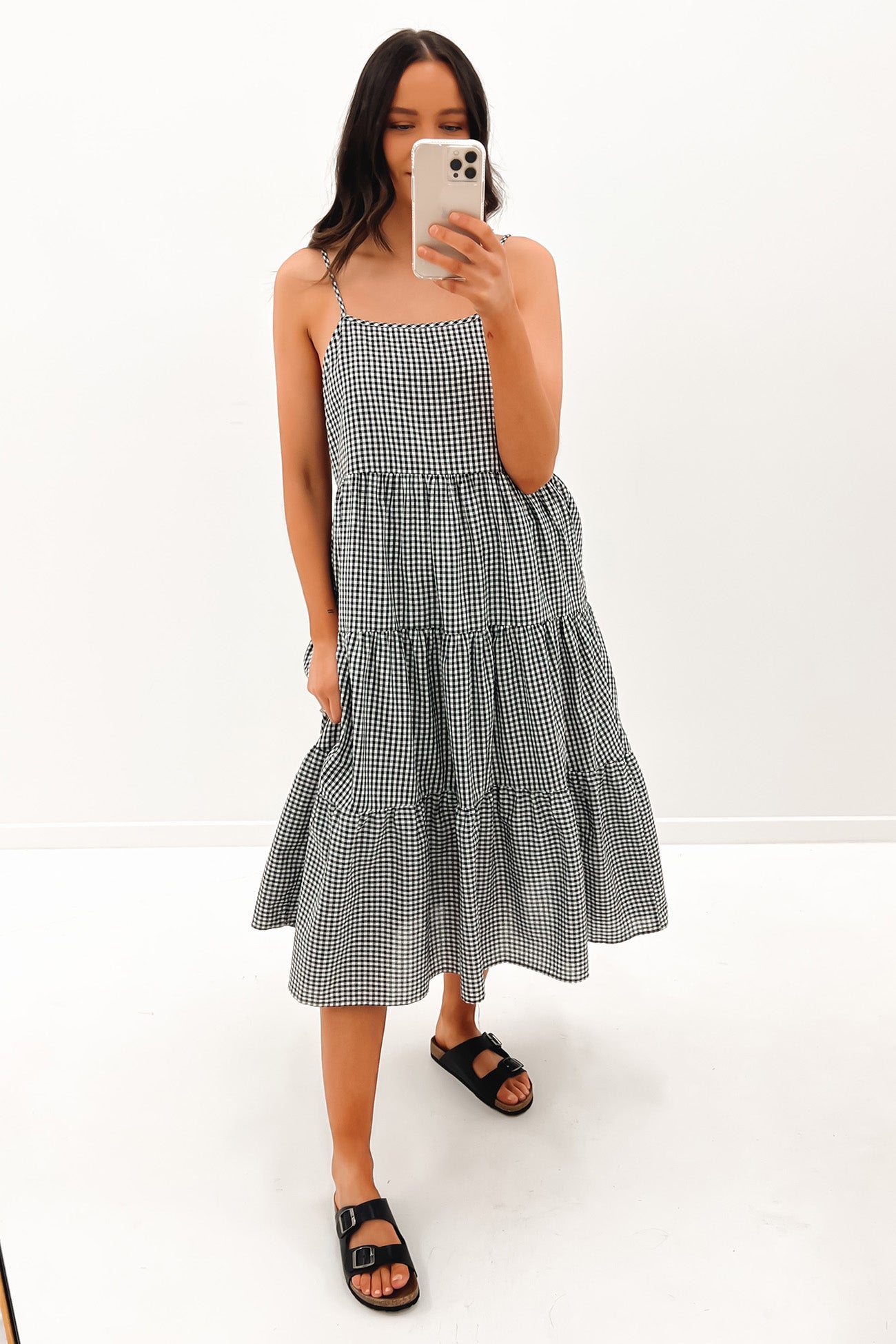 Mattie Midi Dress Black Check