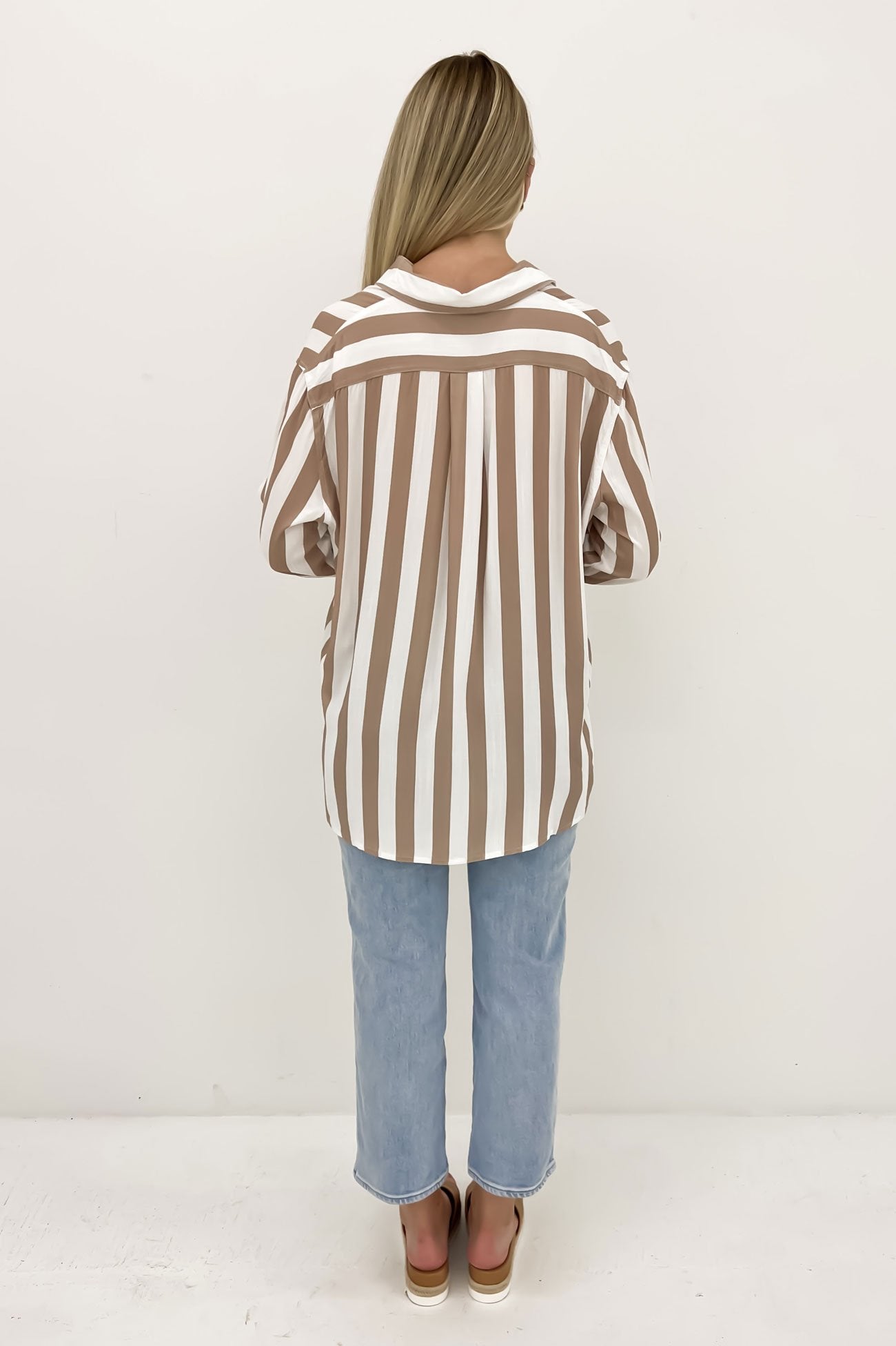 Maxton Shirt Taupe Stripe