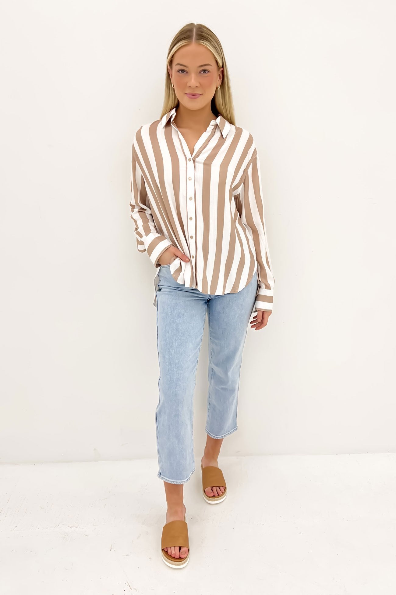 Maxton Shirt Taupe Stripe