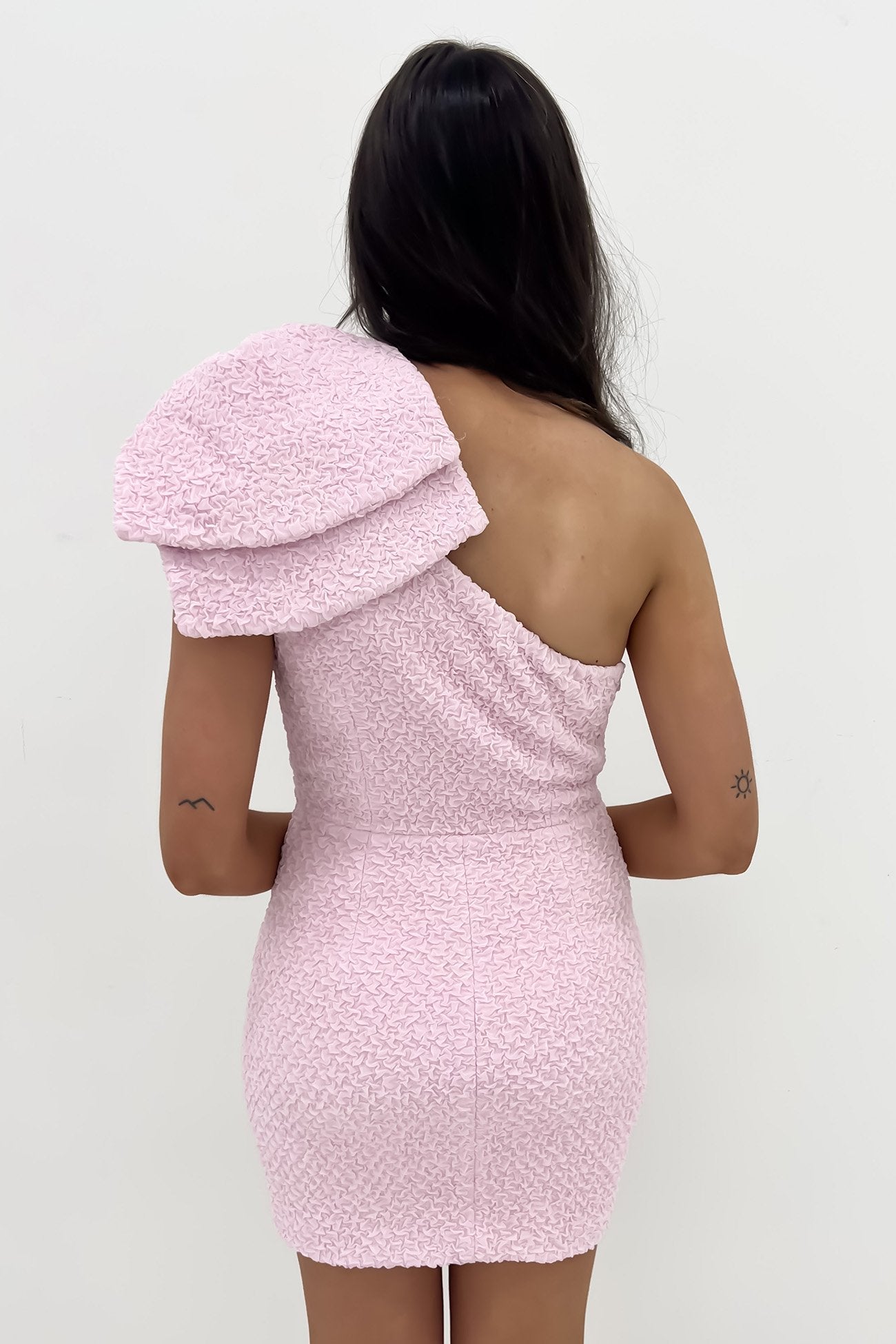 Mesmerise One Shoulder Mini Dress Pink