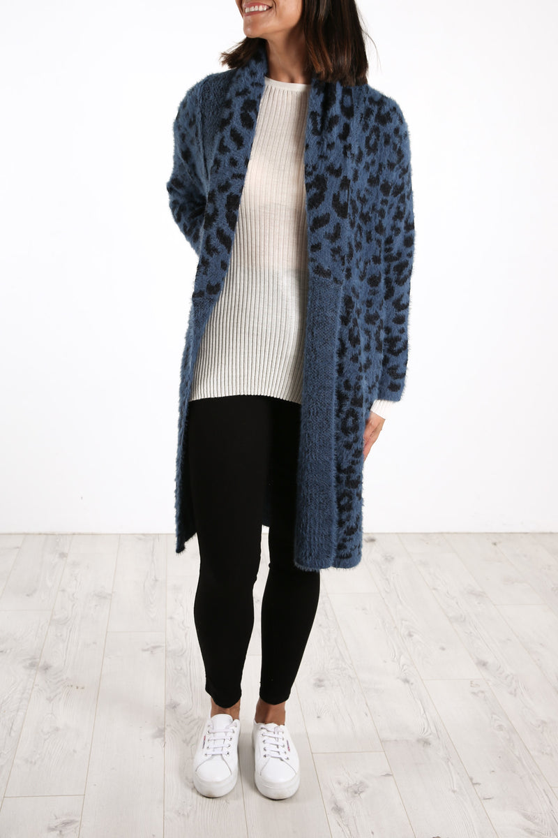 Mia Cardigan Teal Ocelot