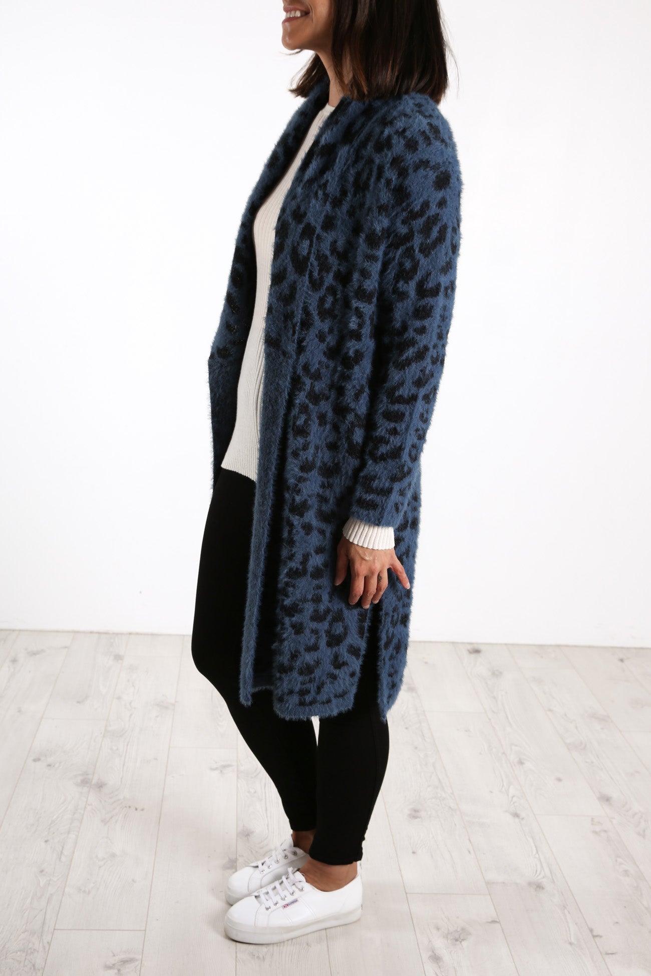 Mia Cardigan Teal Ocelot