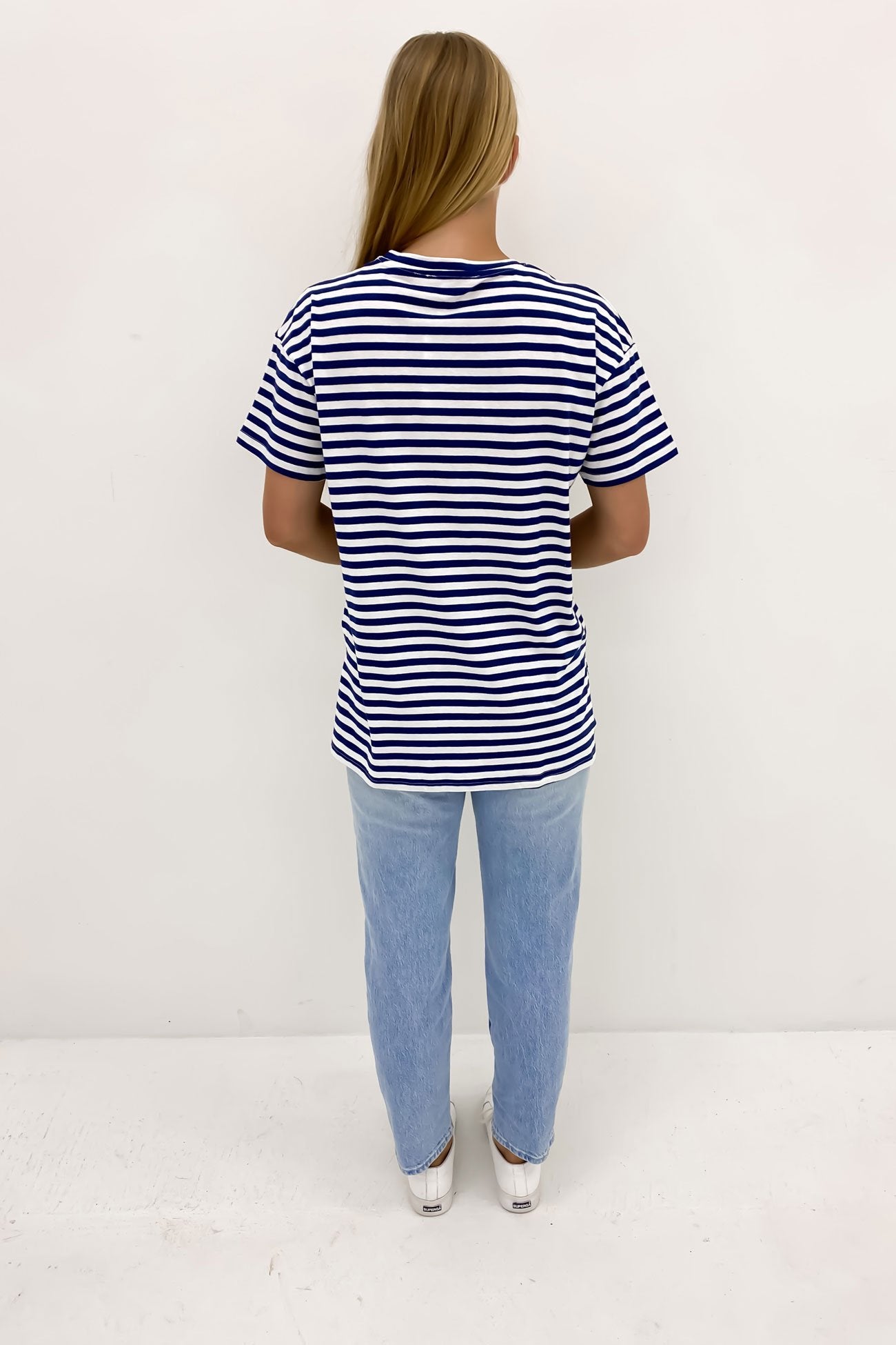 Mia Split Hem Tee Ocean Stripe