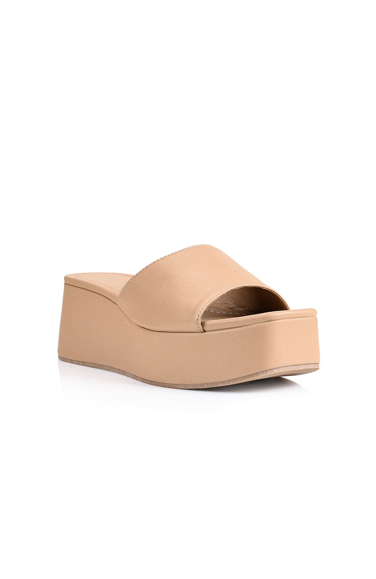 Millie Flatform Slides Light Camel Smooth