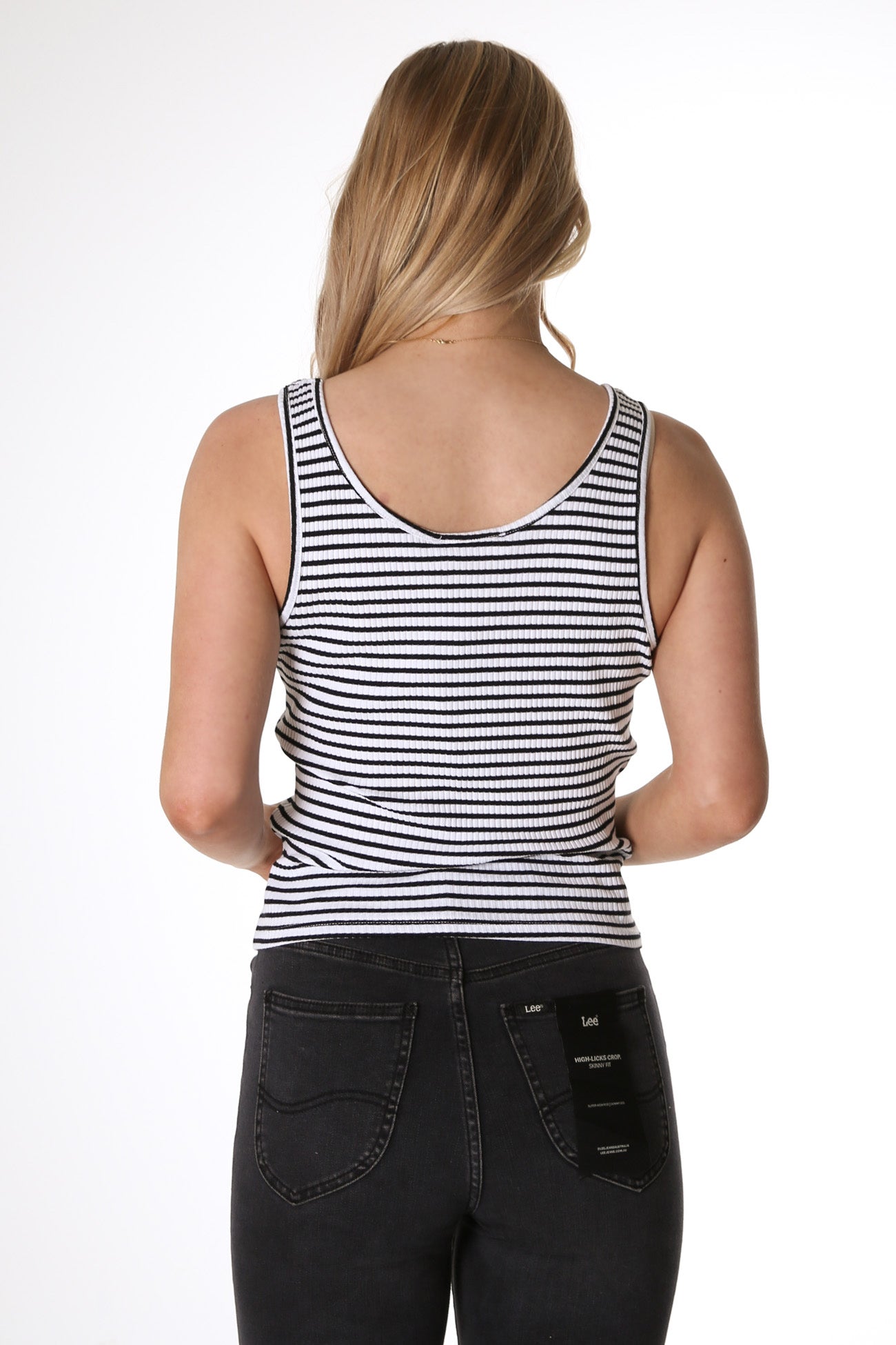 Mimi Rib Tank White Black Stripe