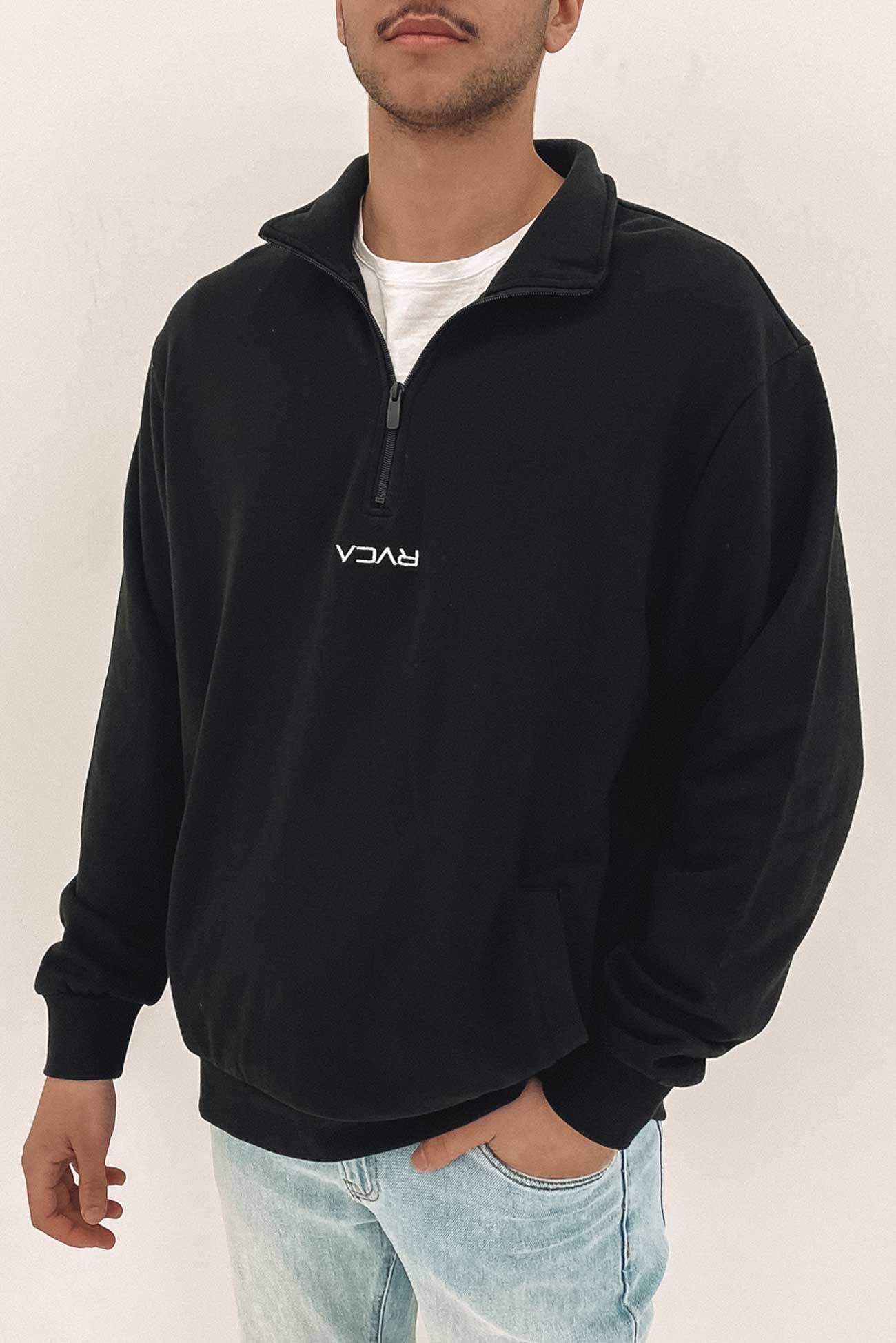 Mini Flipped Half Zip Black