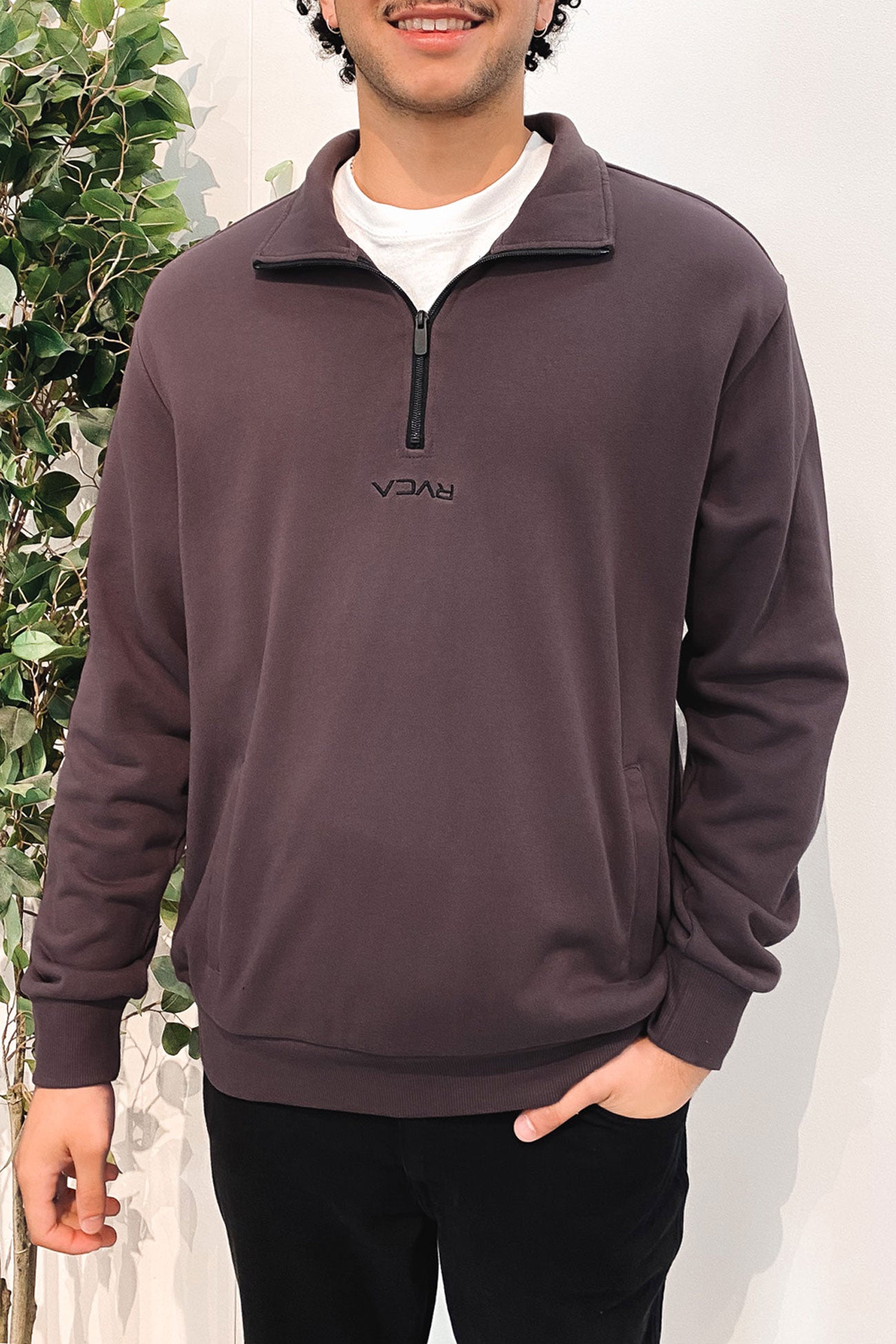 Mini Flipped Half Zip Jumper Dark Plum