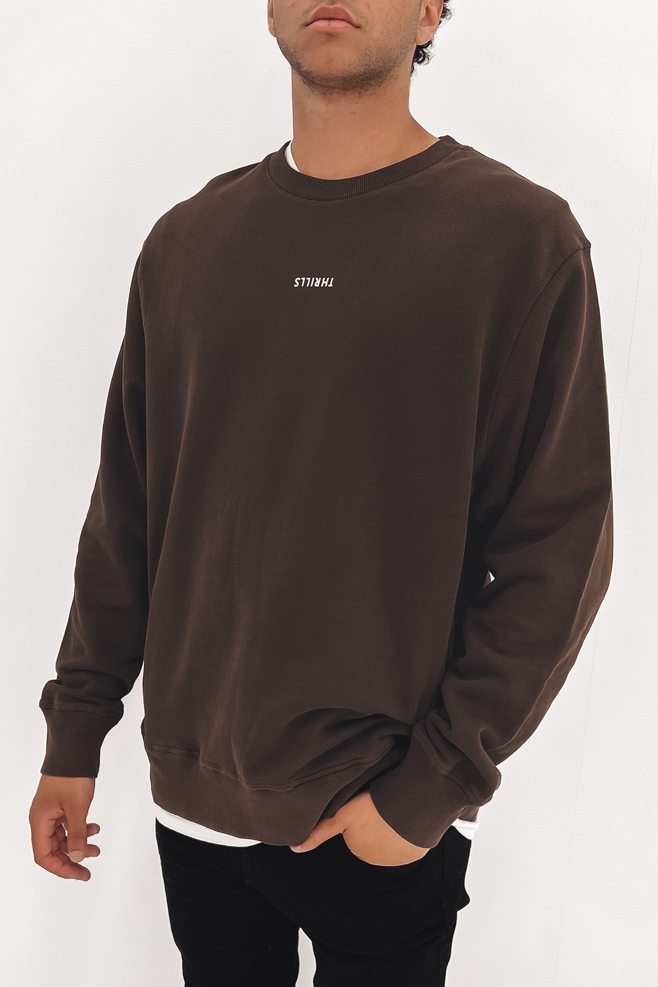 Minimal Thrills Oversize Crew Postal Brown