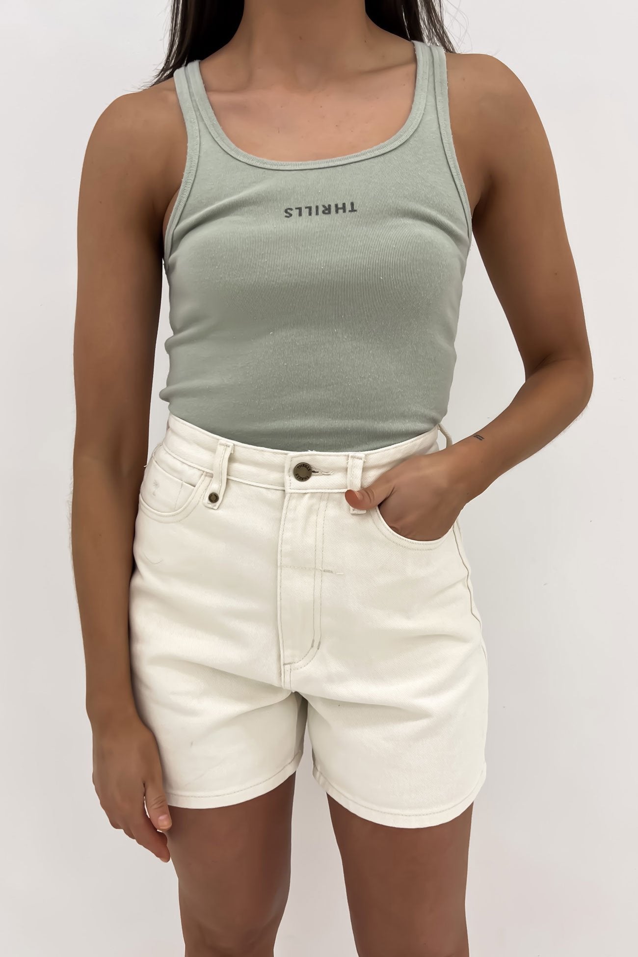 Minimal Thrills Scoop Tank Sage Grey