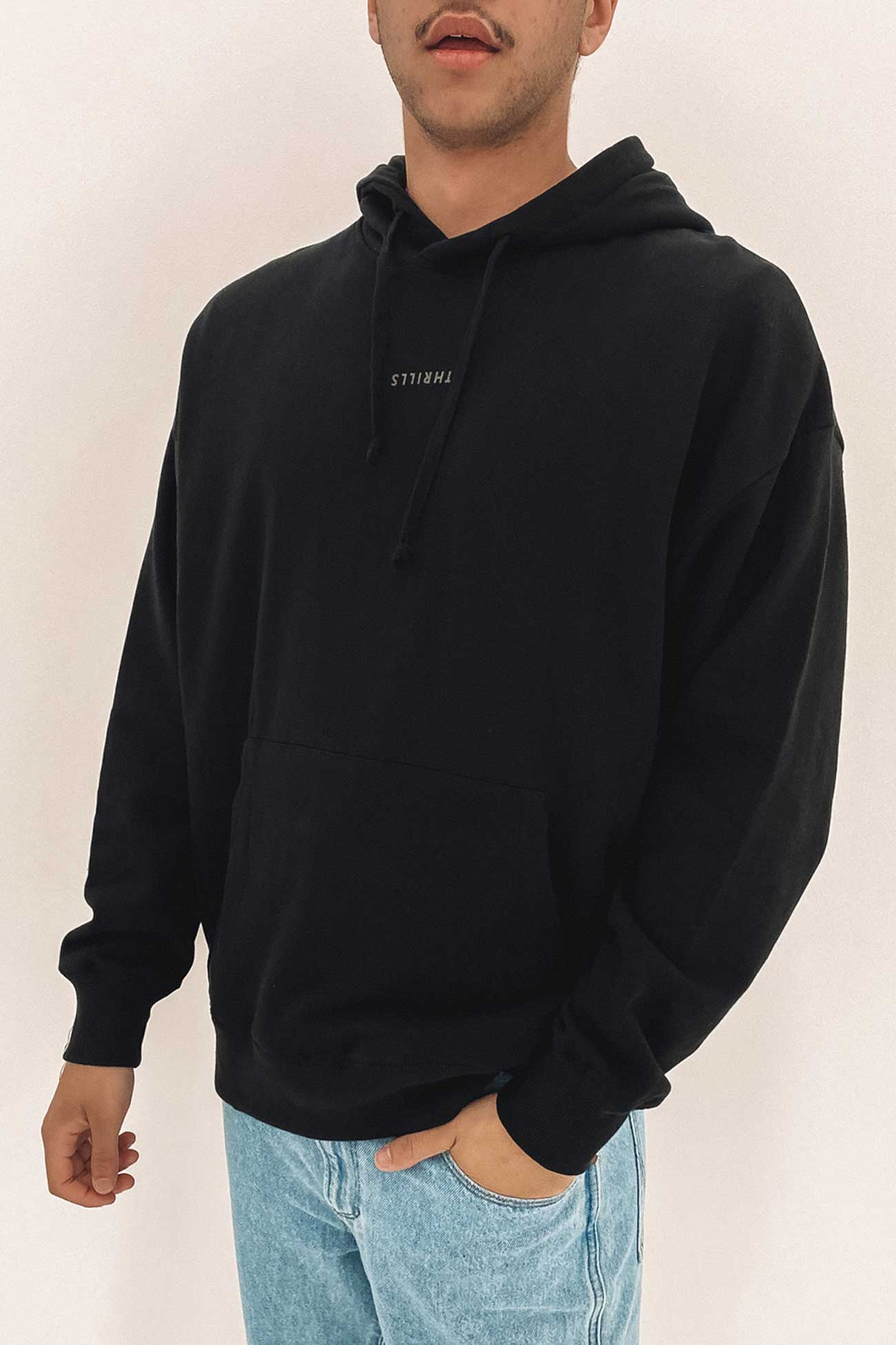 Minimal Thrills Slouch Pull On Hood Washed Black