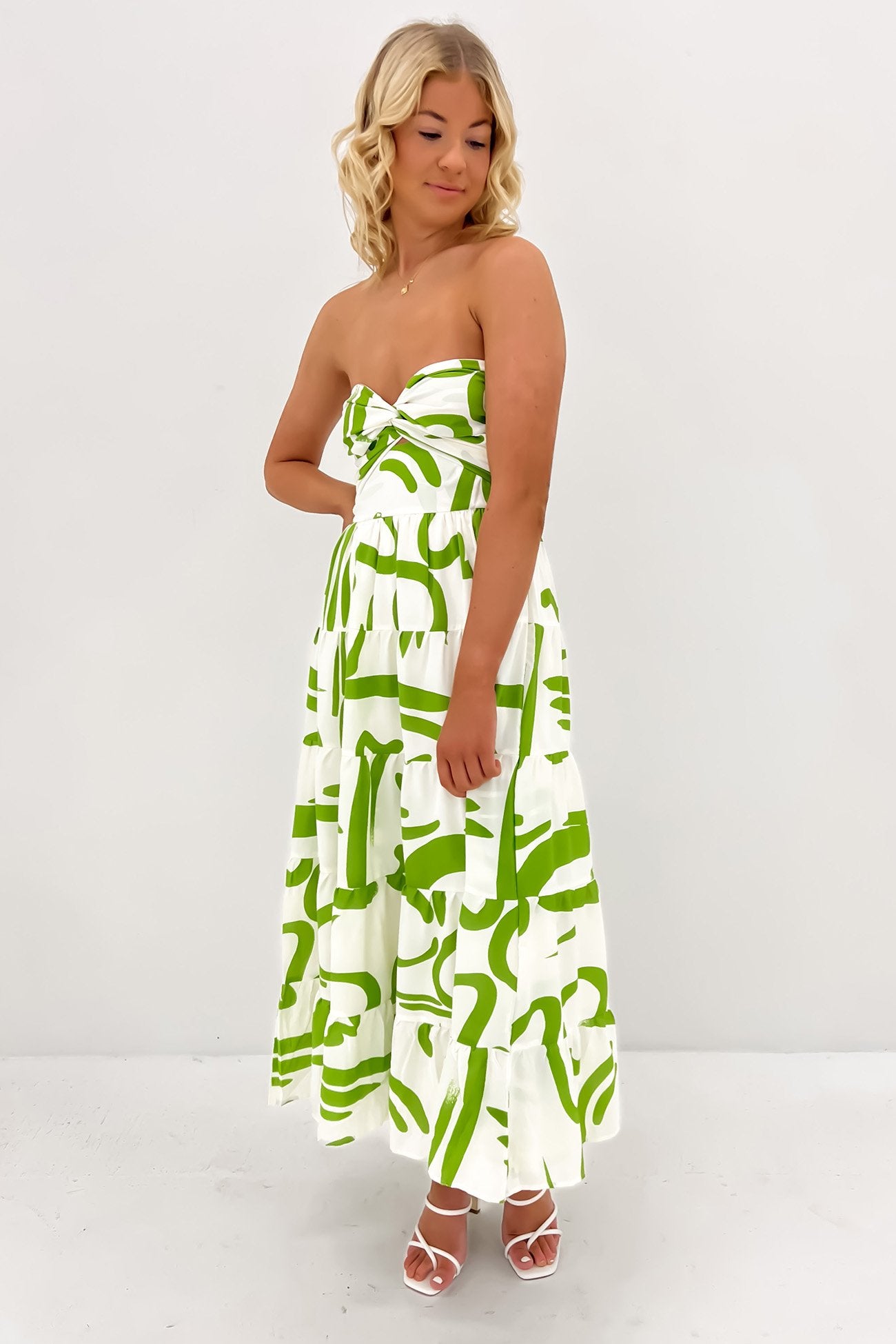 Nakiyah Midi Dress Cream Green