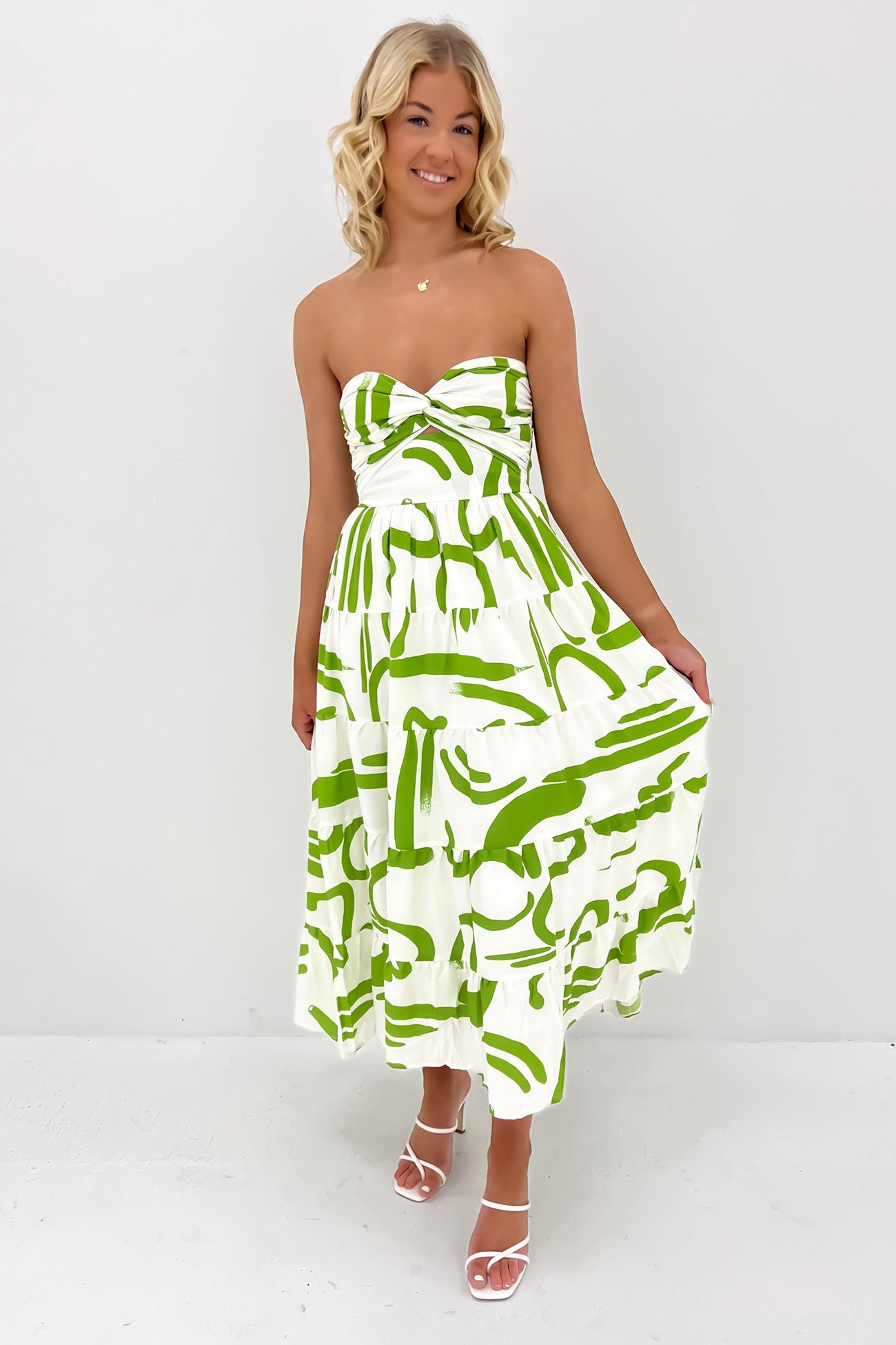 Nakiyah Midi Dress Cream Green