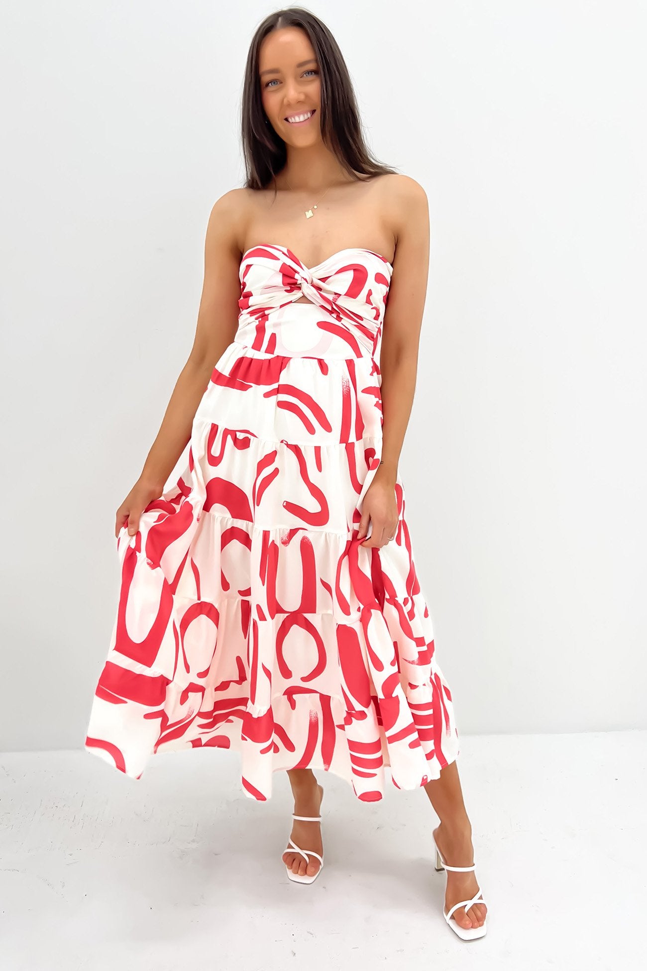 Nakiyah Midi Dress Cream Watermelon