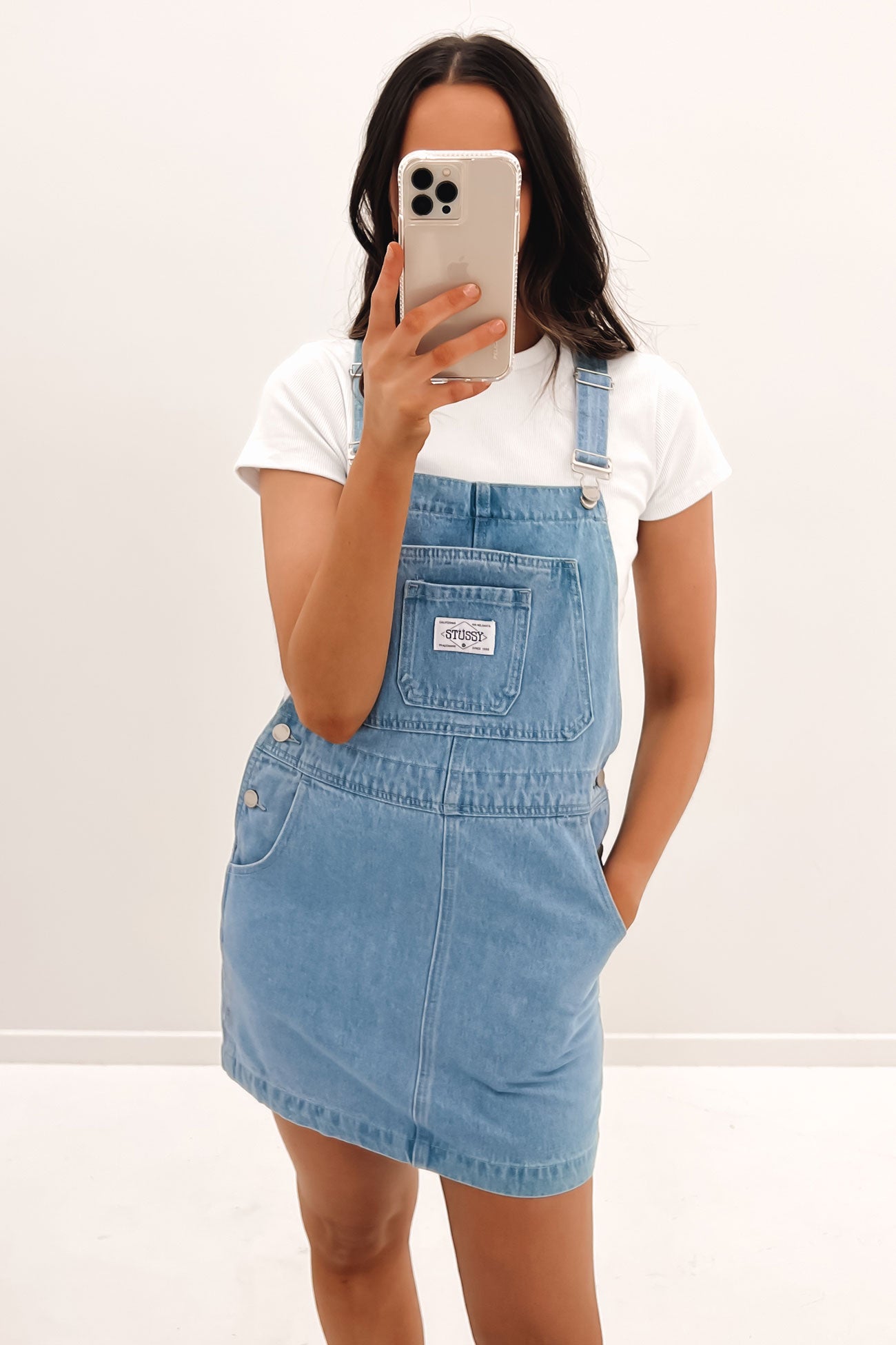 Nevada Denim Pinafore Ice Blue