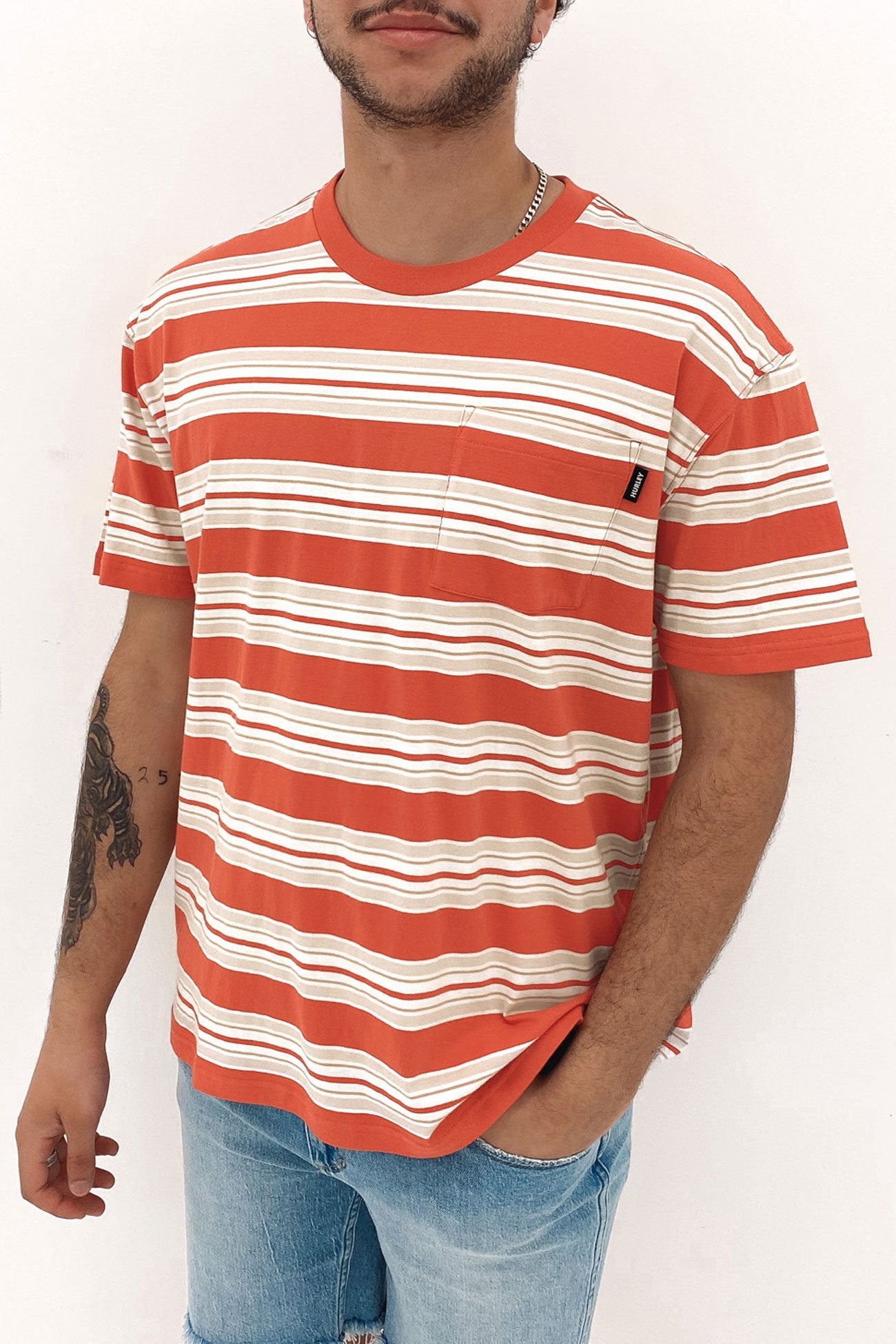 Noah Stripe Tee Burnt Sienna