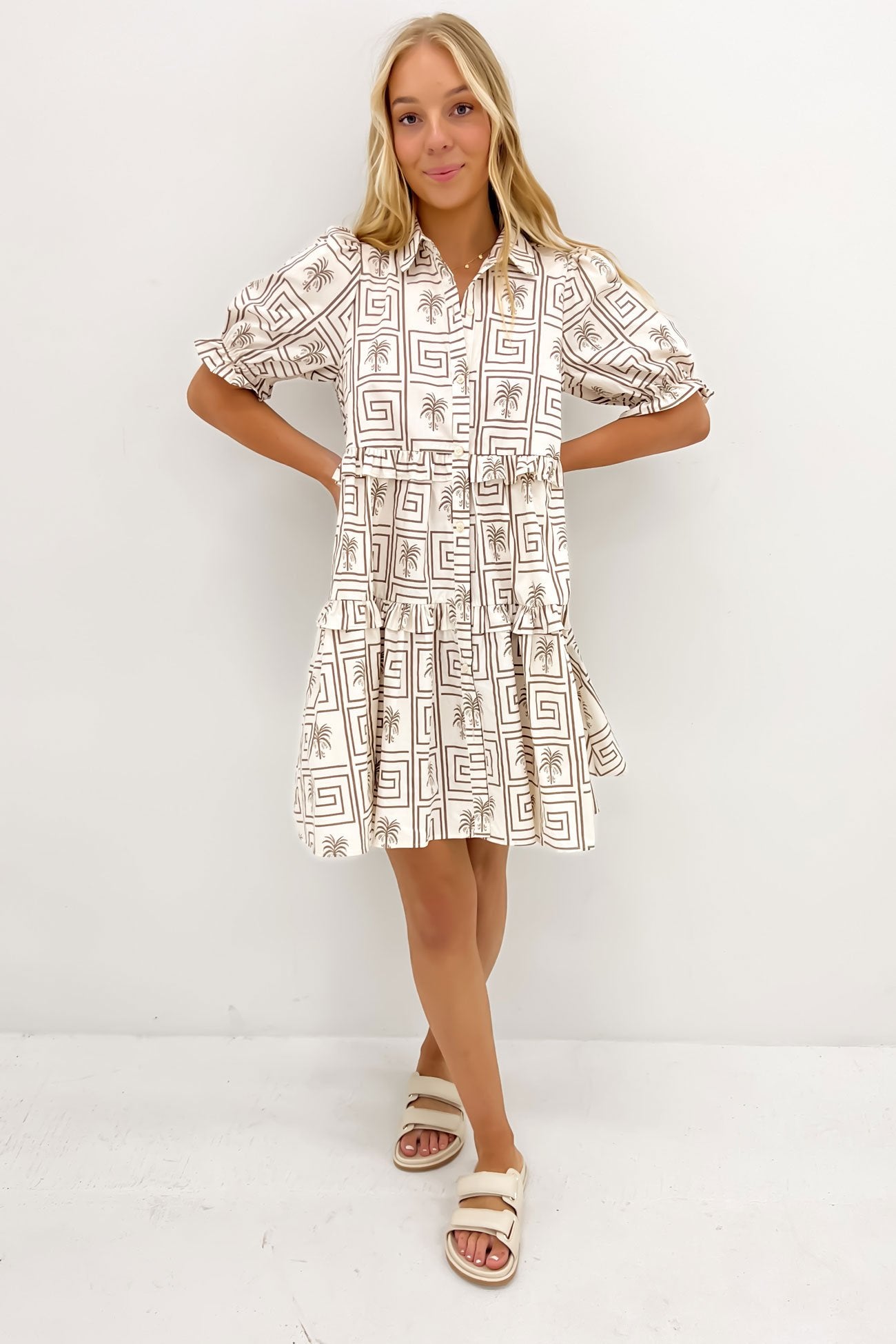 Oasis Mini Dress Palm Maze