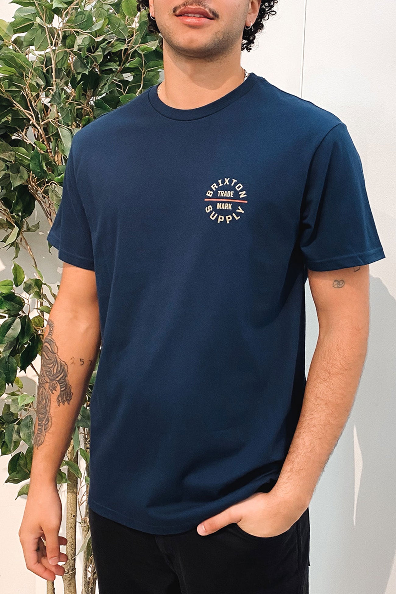 Oath V Short Sleeve Standard Tee Washed Navy Sand