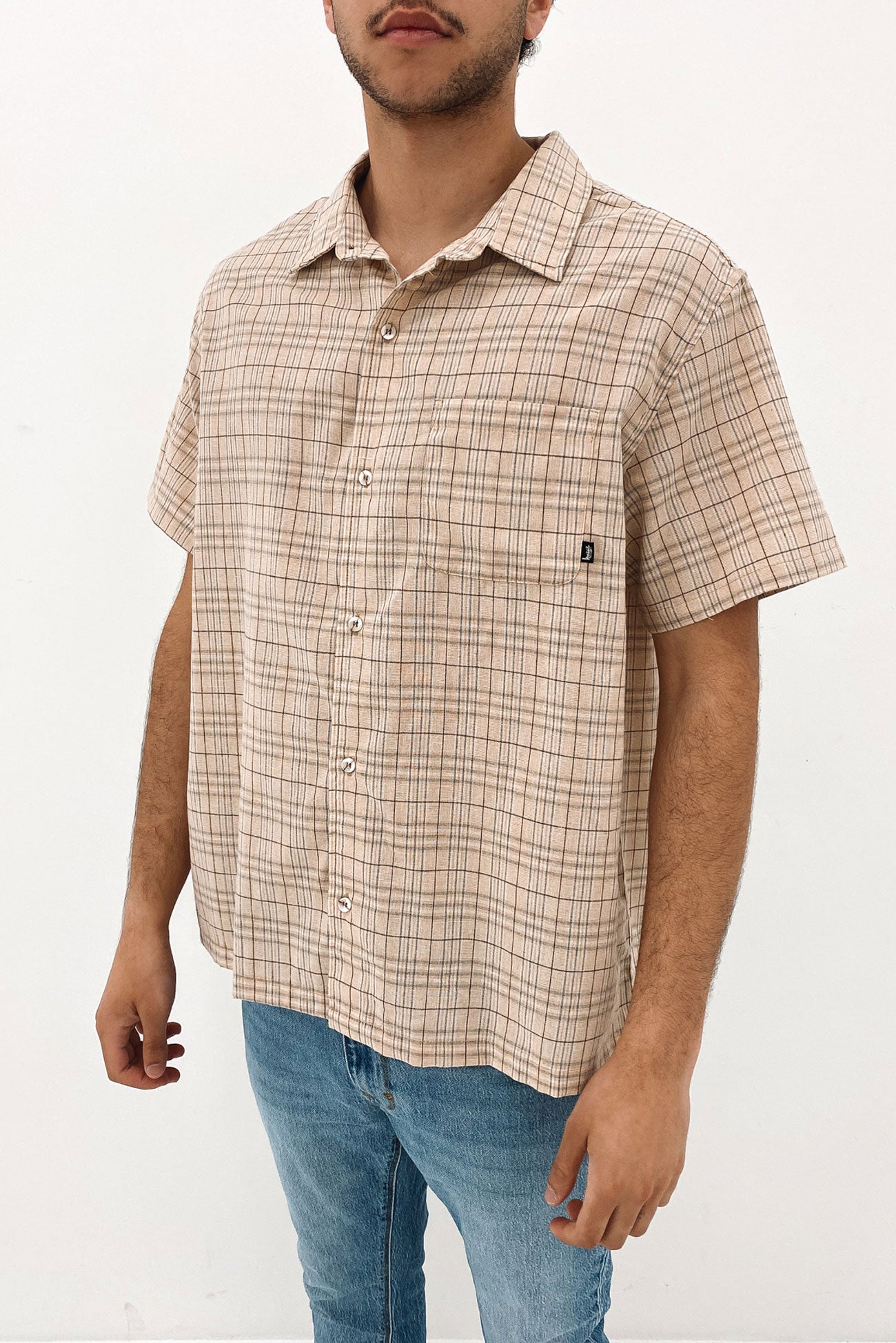 Ollie Check Short Sleeve Shirt Sand