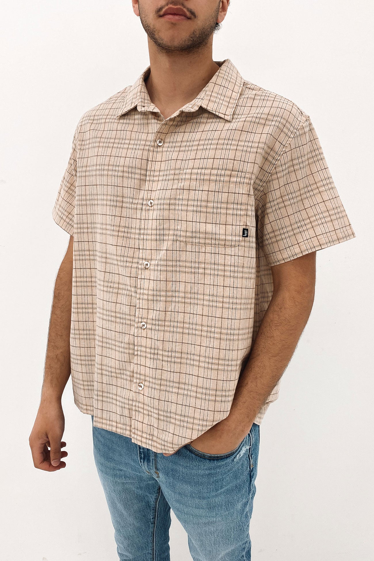 Ollie Check Short Sleeve Shirt Sand