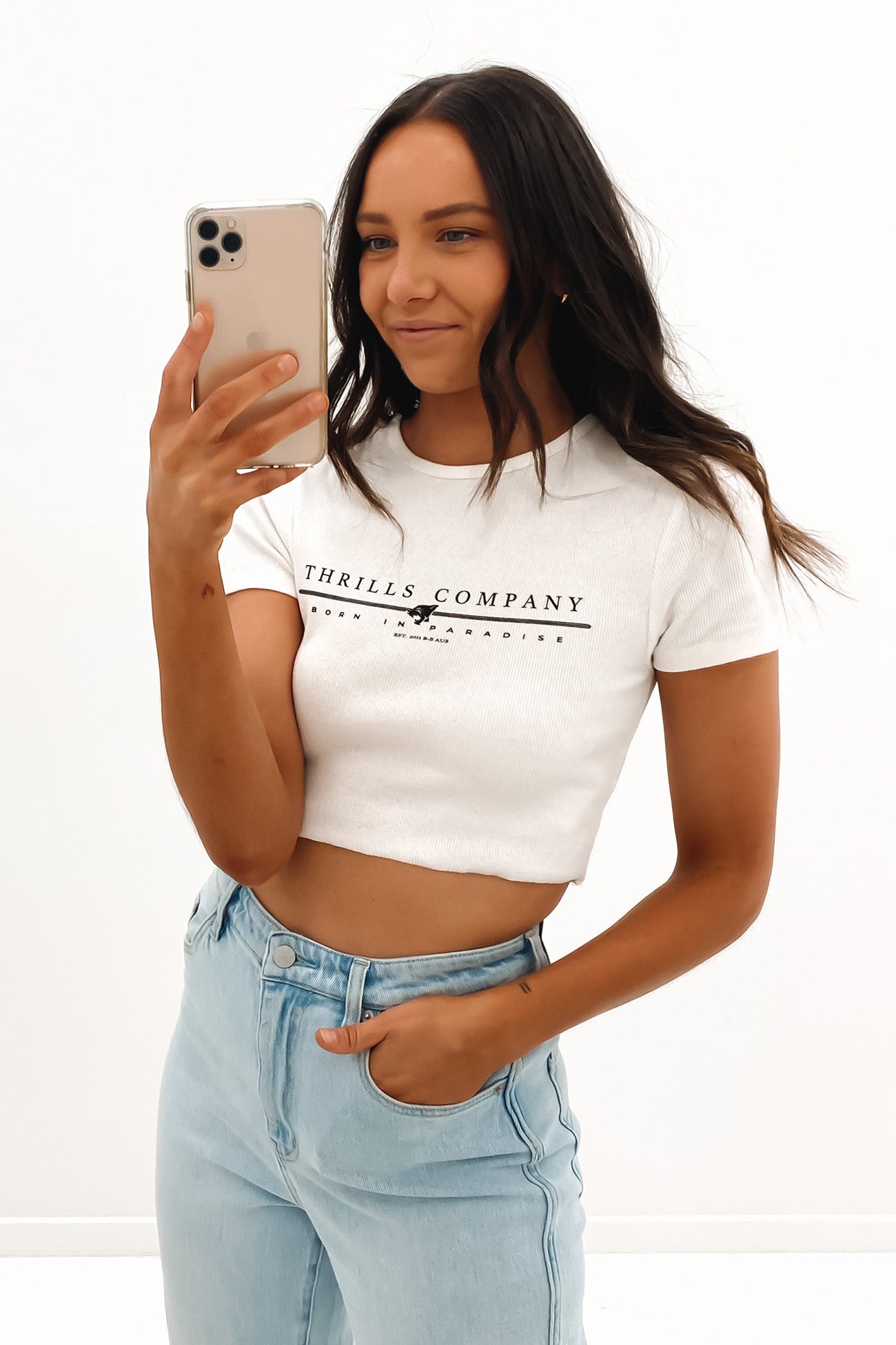 One For All Crop Baby Tee Dirty White