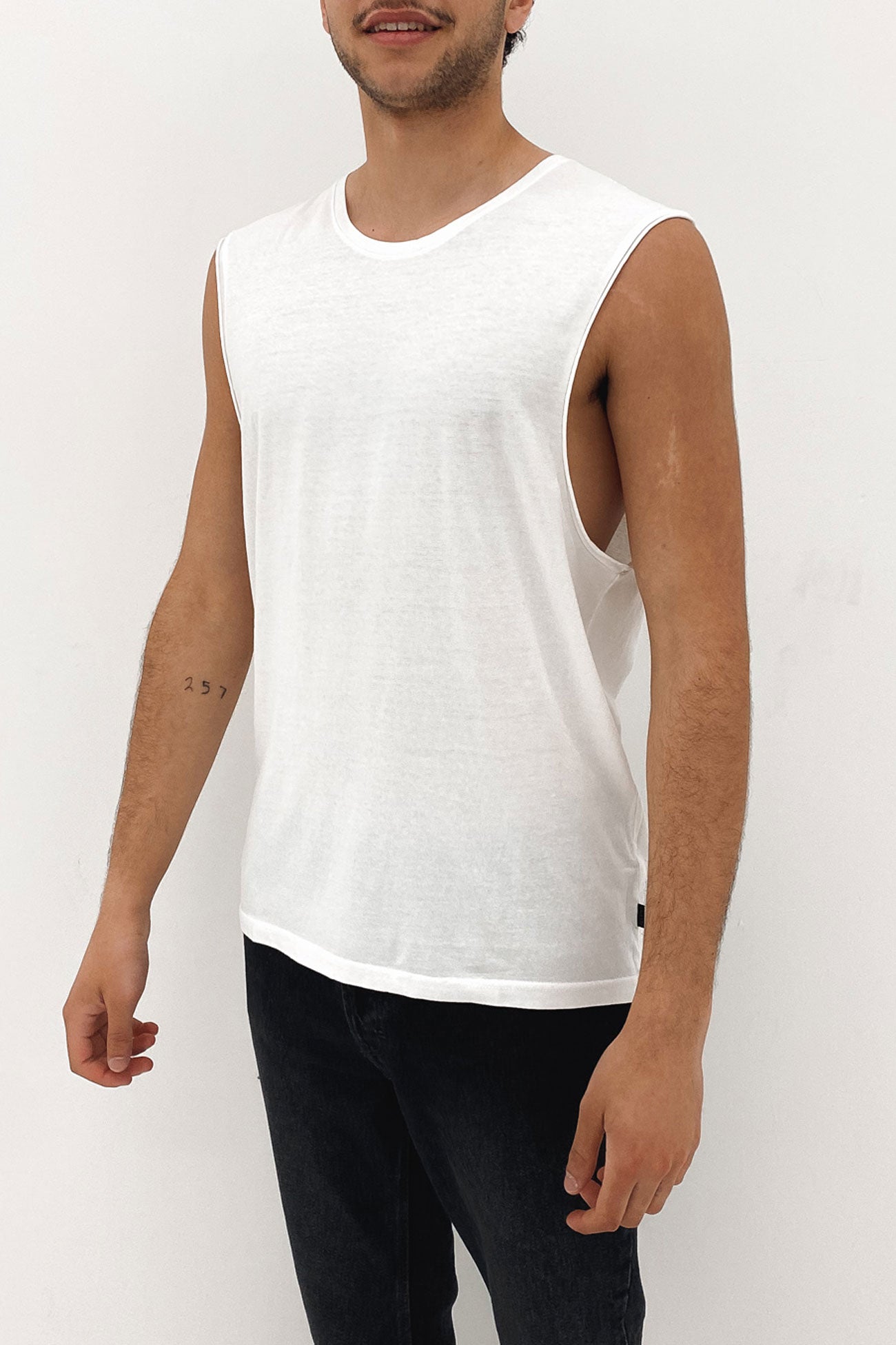 Over Crotch Acid Muscle Tee White